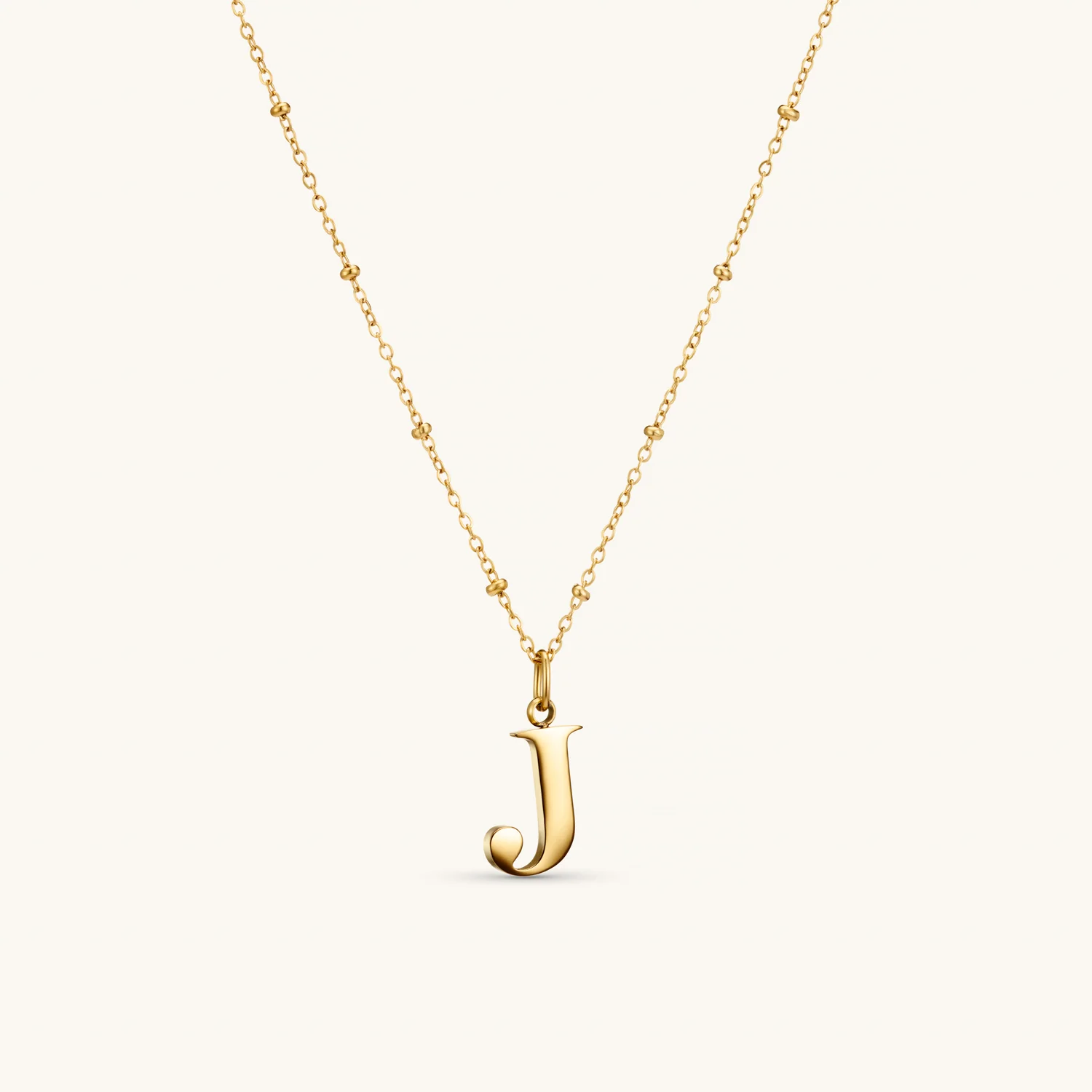 J Initial Necklace Gold