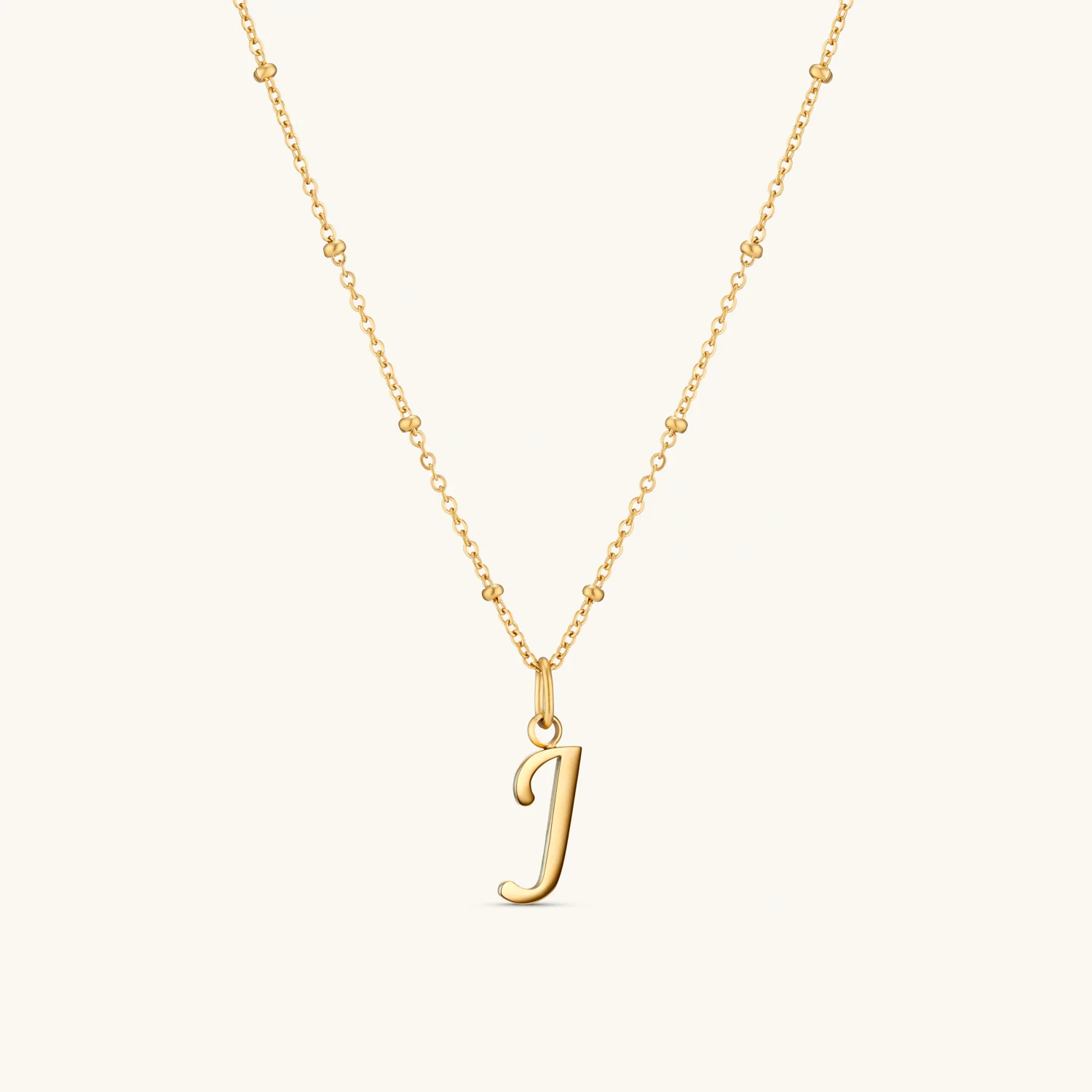 J Script Initial Necklace Gold