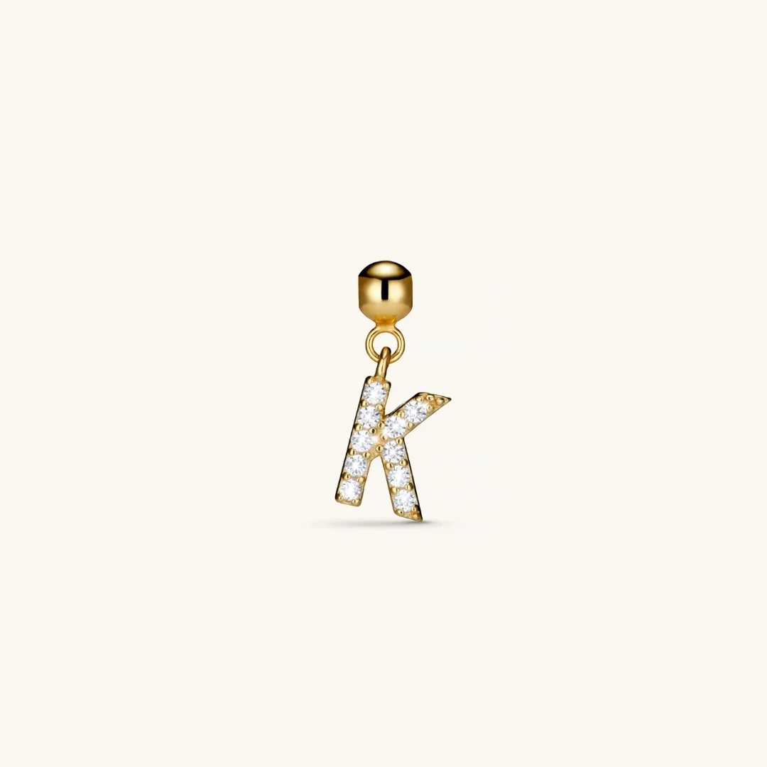 K Diamond Initial Charm Gold