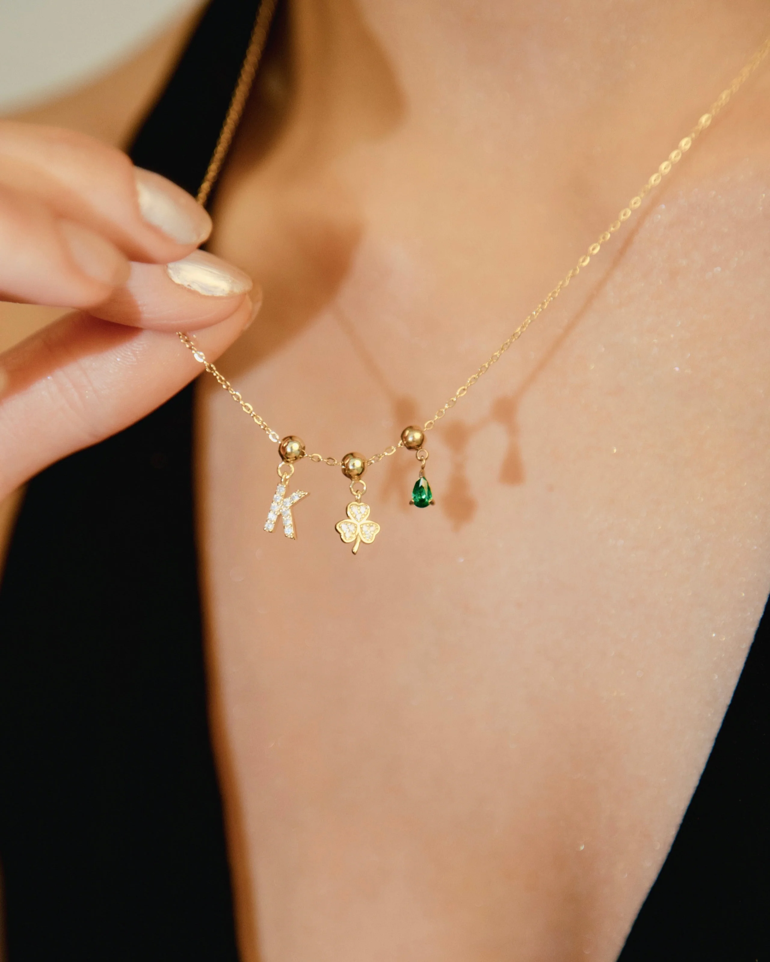 K Diamond Initial Charm Gold - Image 4