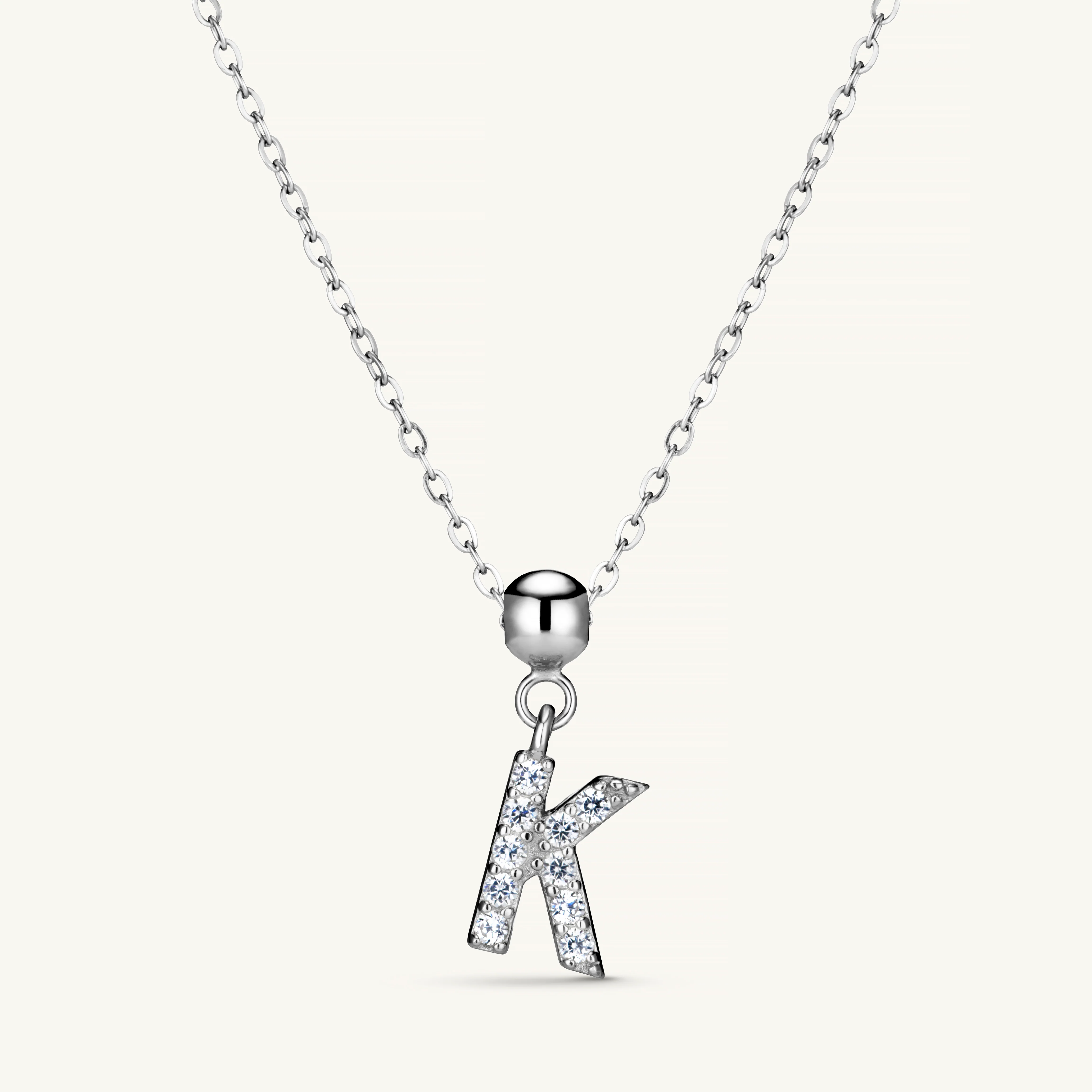 K Diamond Initial Charm Silver - Image 4