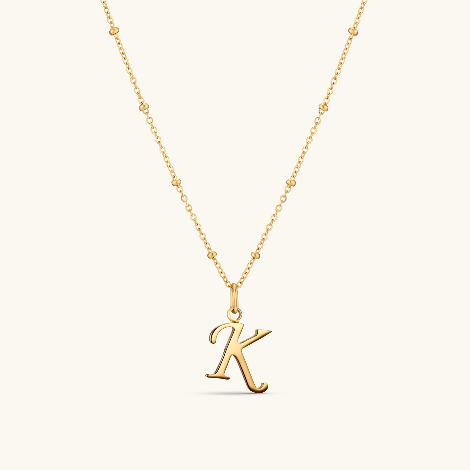 K Script Initial Necklace Gold
