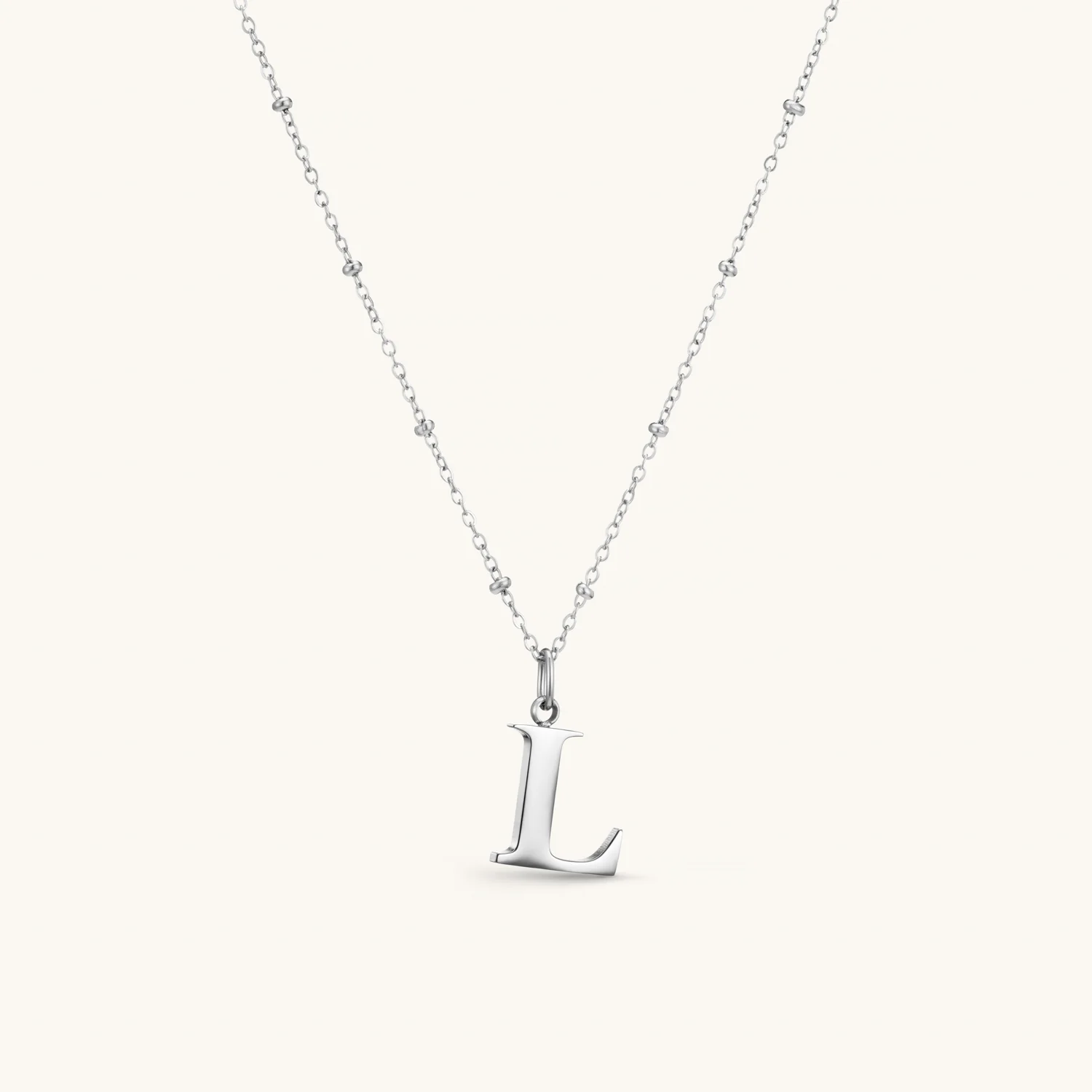 L Initial Necklace Silver