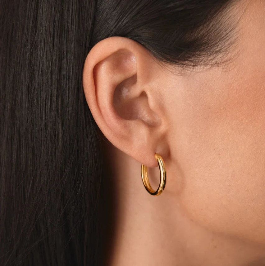 Medium Bold Hoops in Gold - Image 8
