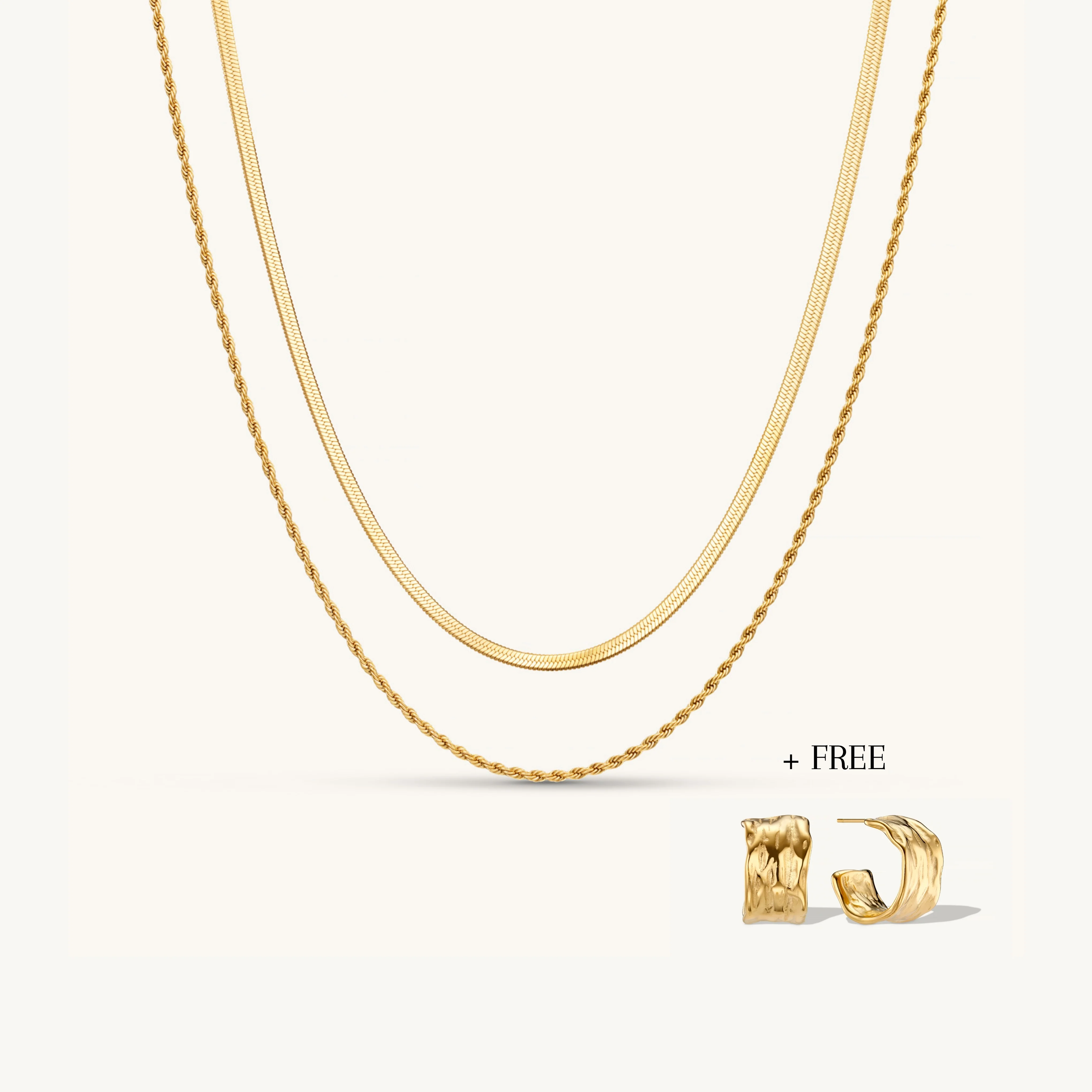 Layered Luxe Necklace Gold + FREE Épique Medium Earrings