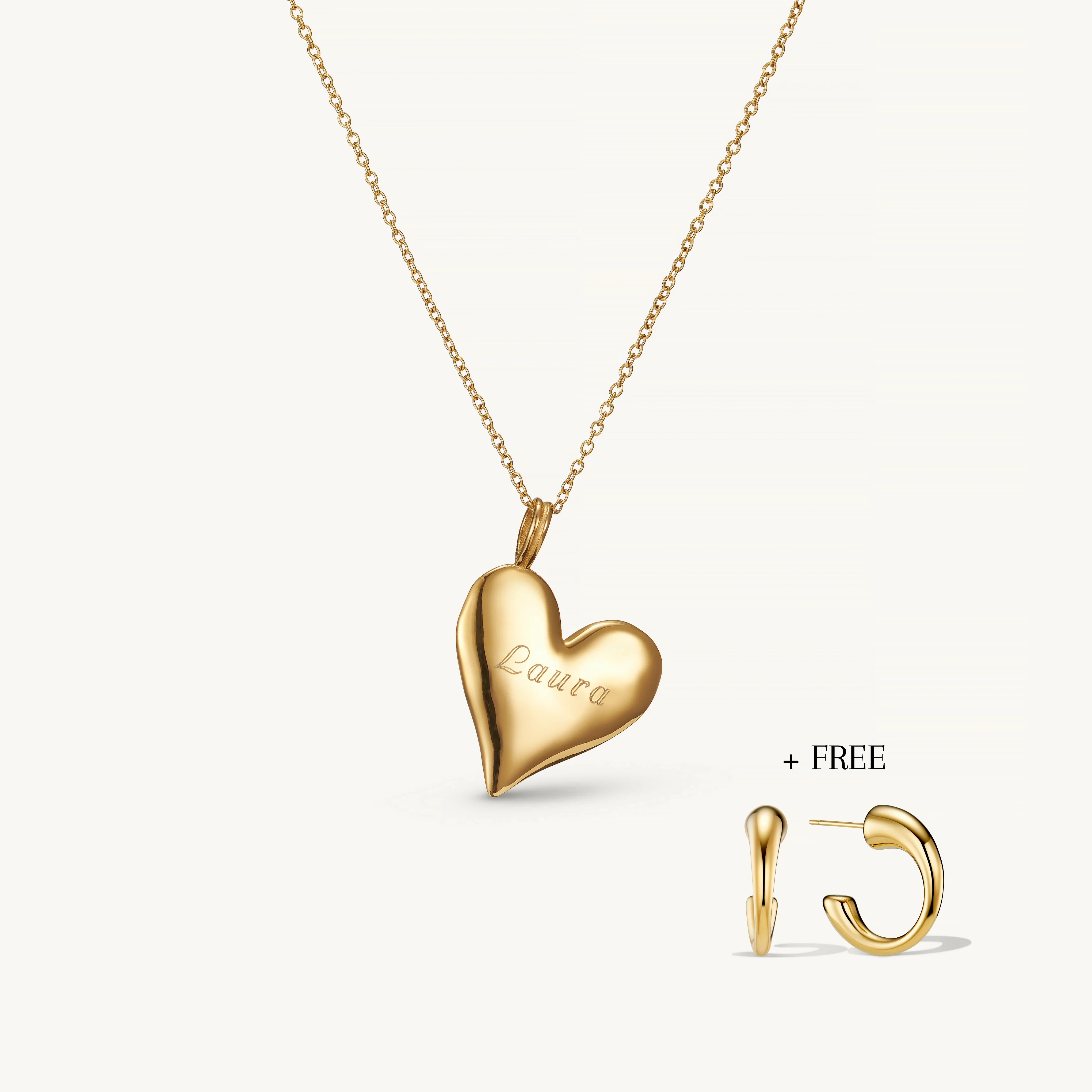 Amore Pendant Necklace & Céleste Earrings in Gold
