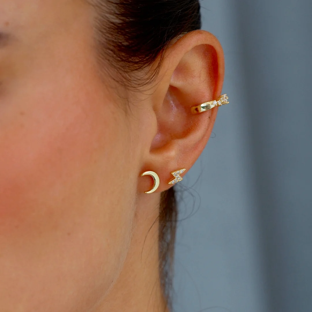 Lightning Studs In Gold - Image 5