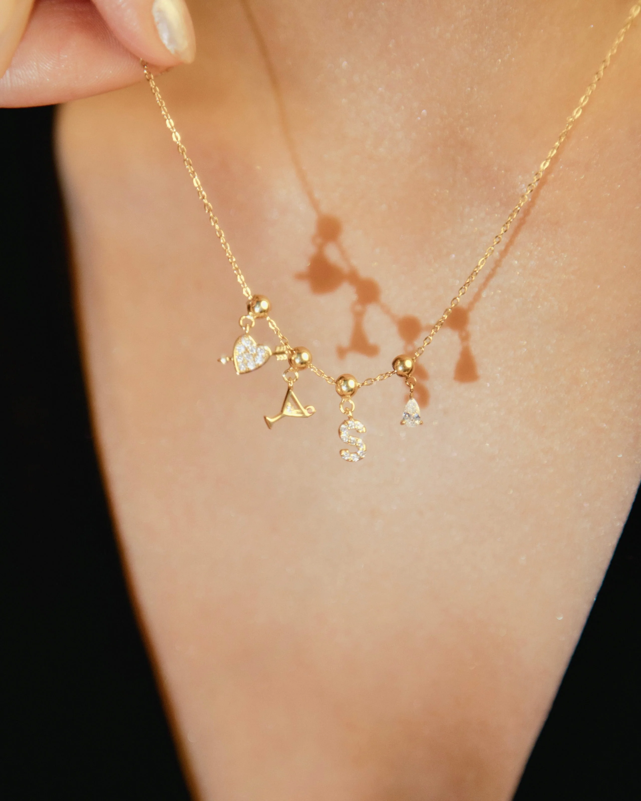 S Diamond Initial Charm Gold - Image 3