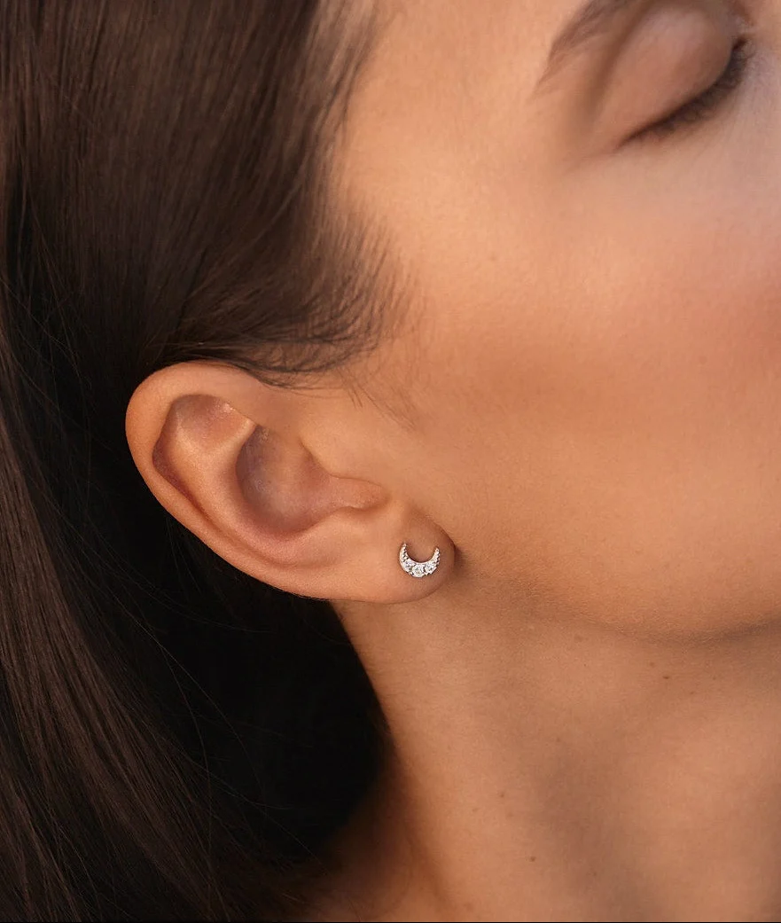 Luna Crystal Stud Earring in Silver - Image 4