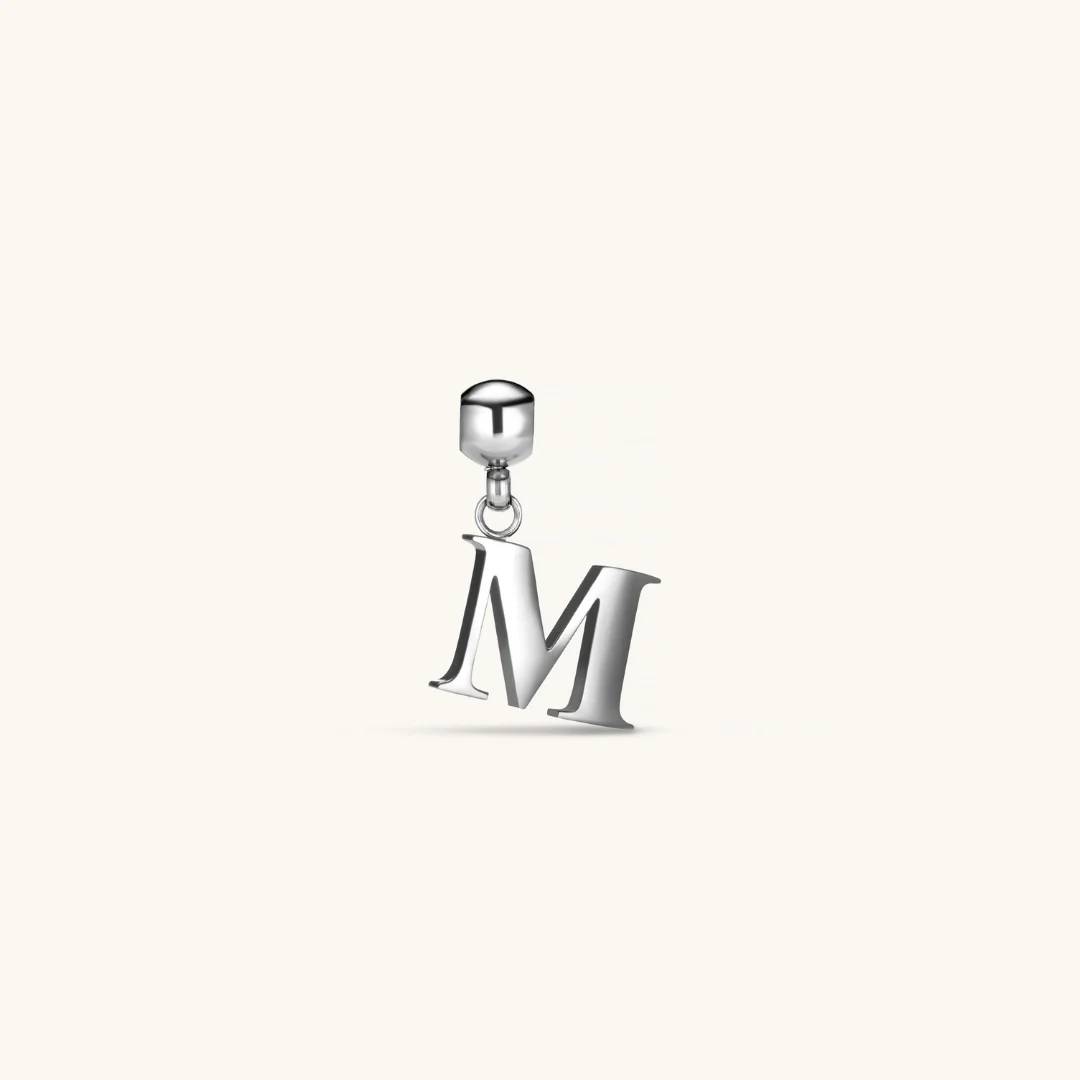 M Classic Initial Charm Silver