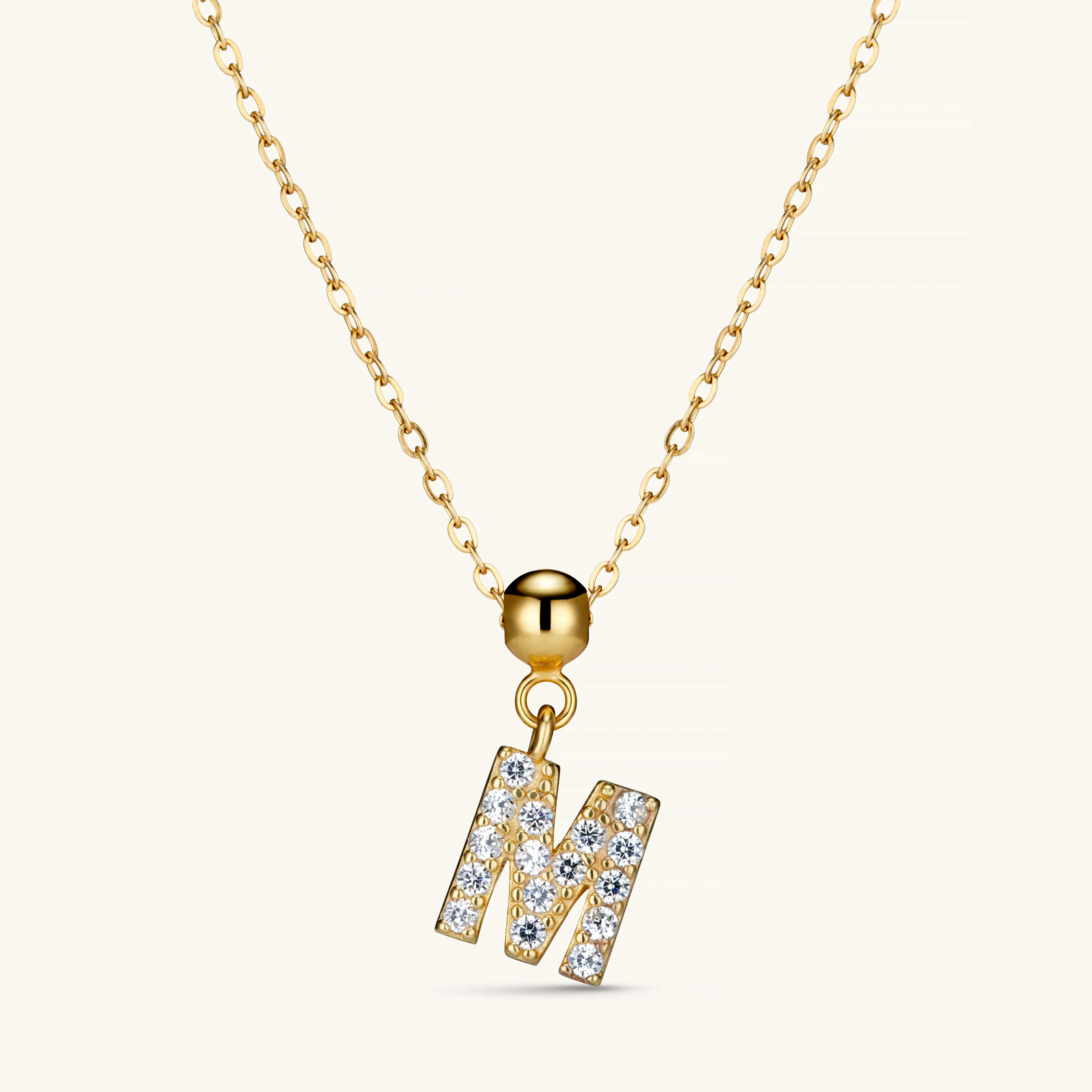 M Diamond Initial Charm Gold - Image 3