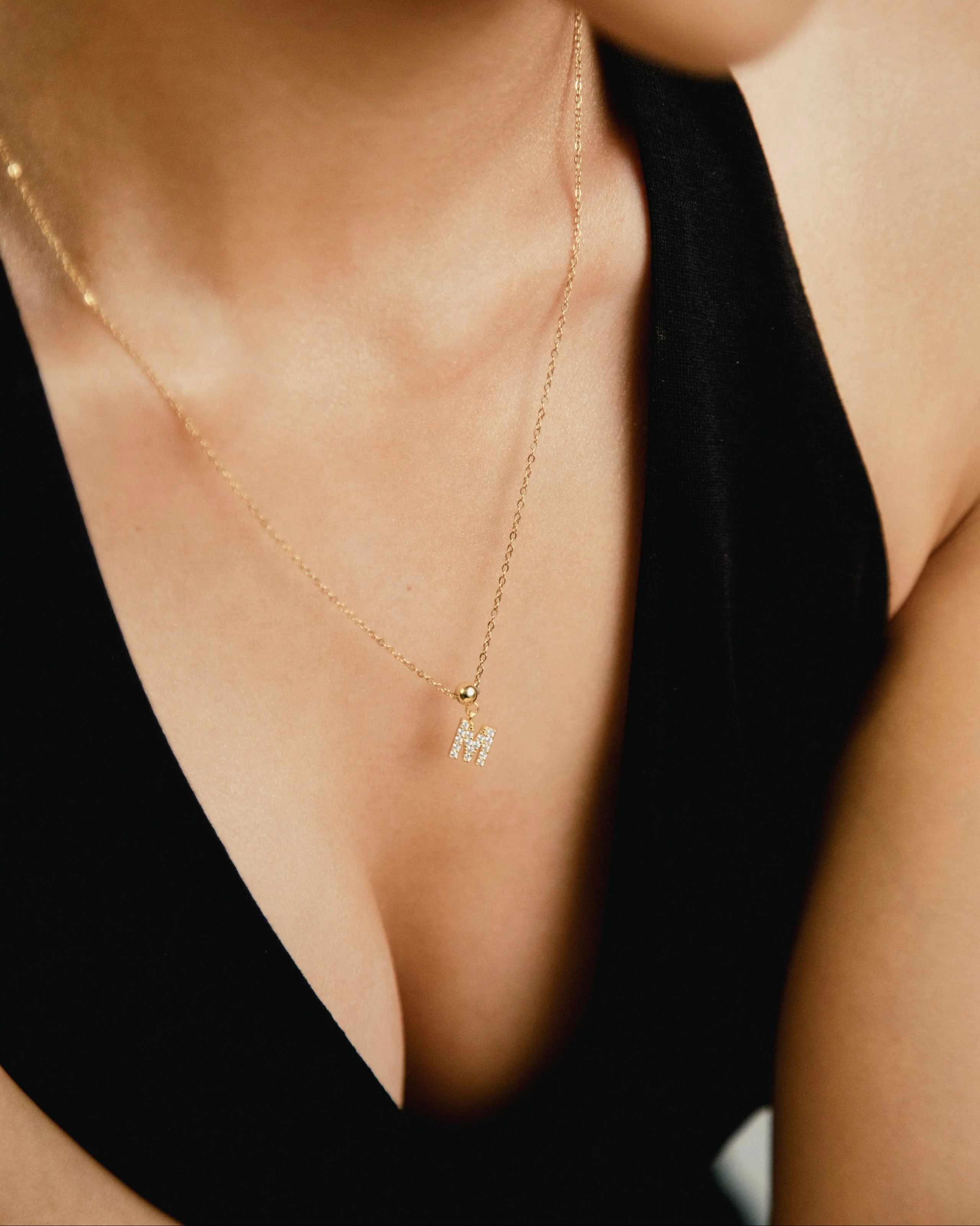 M Diamond Initial Charm Gold - Image 4