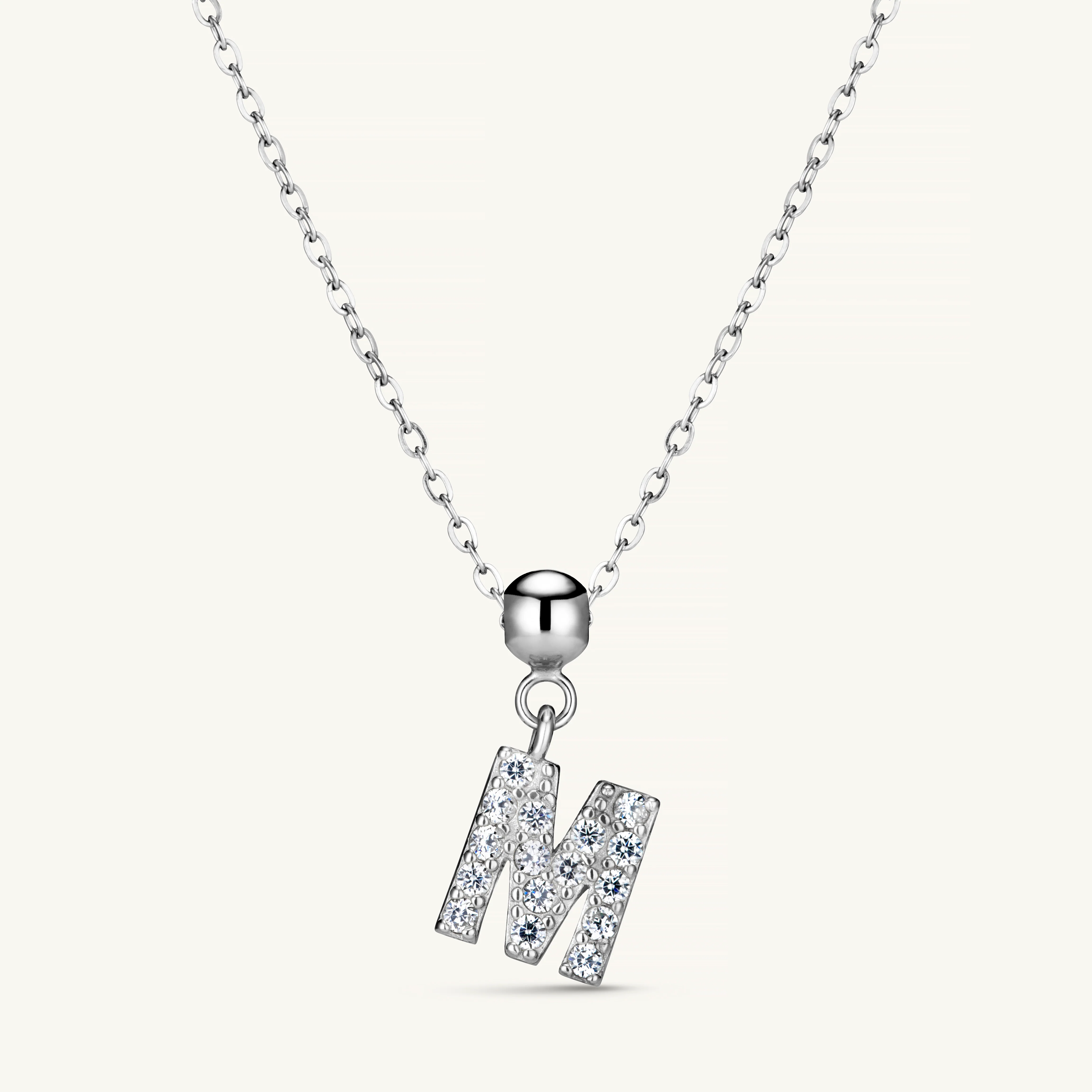 M Diamond Initial Charm Silver - Image 4