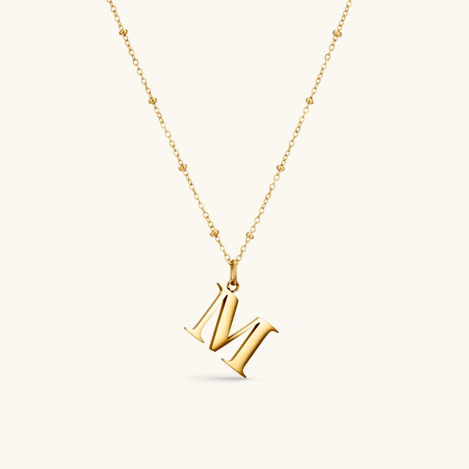 M Initial Necklace Gold