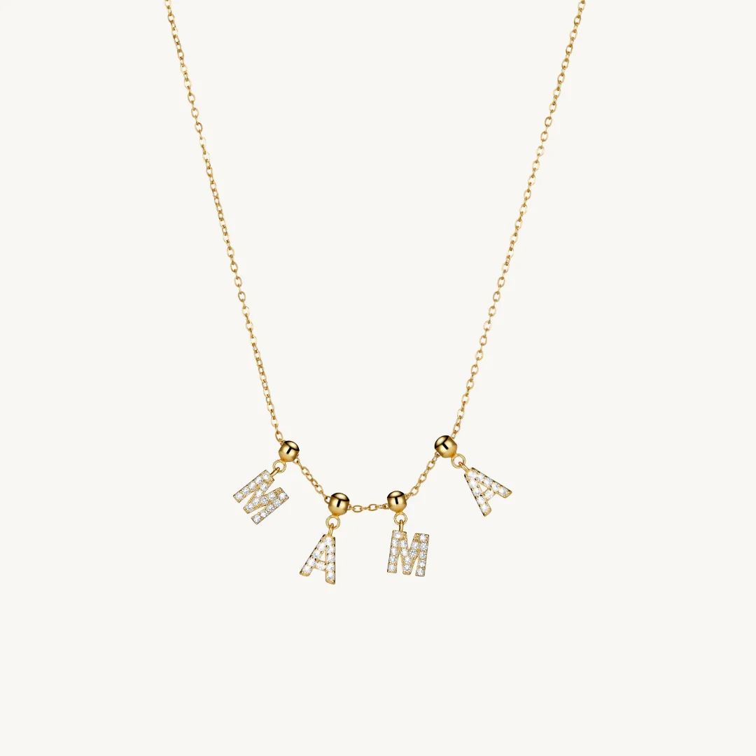 Mama Diamond Charm Necklace Gold - Image 2
