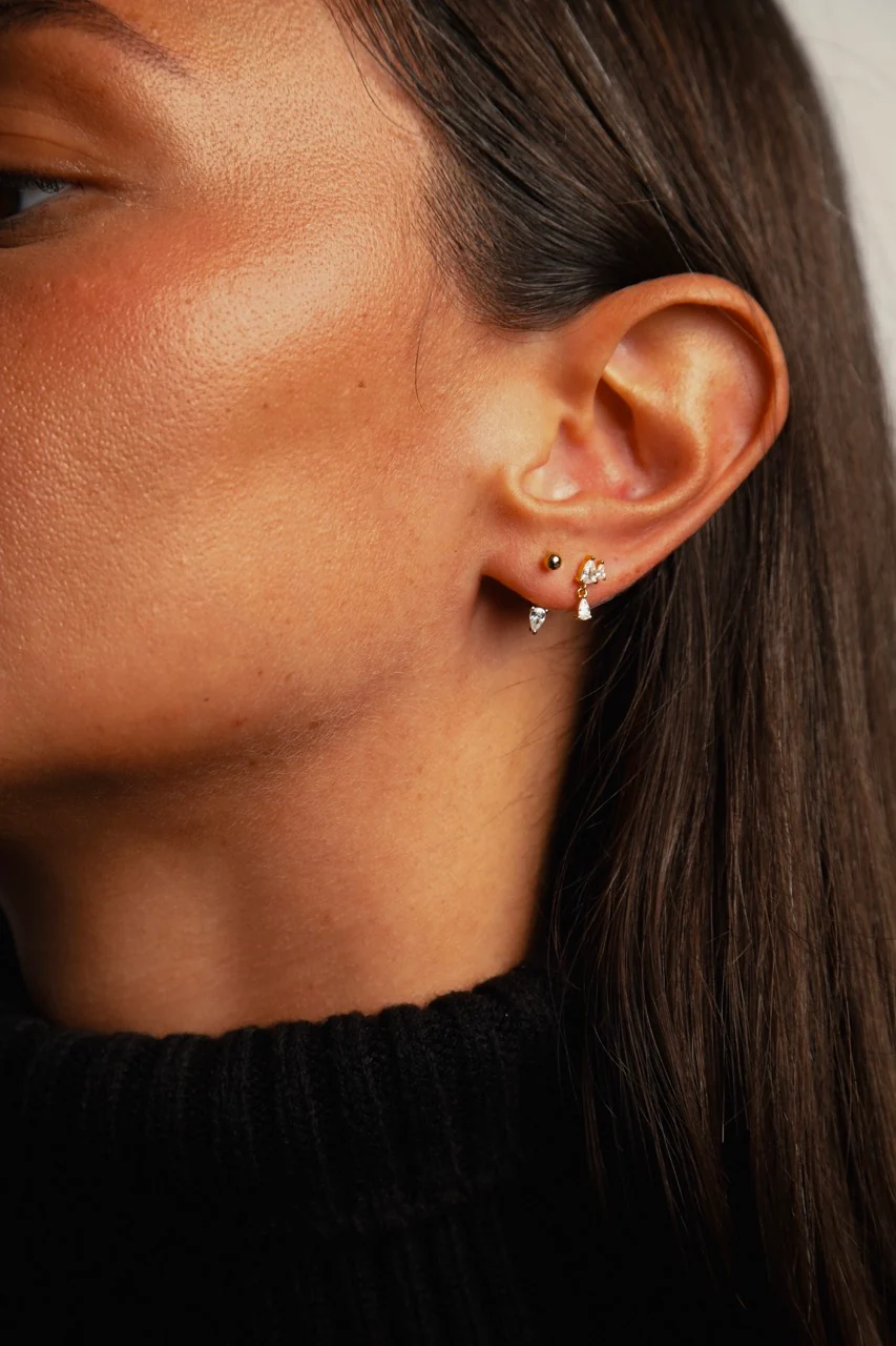 Marquise Drop Stud Earrings Silver - Image 4