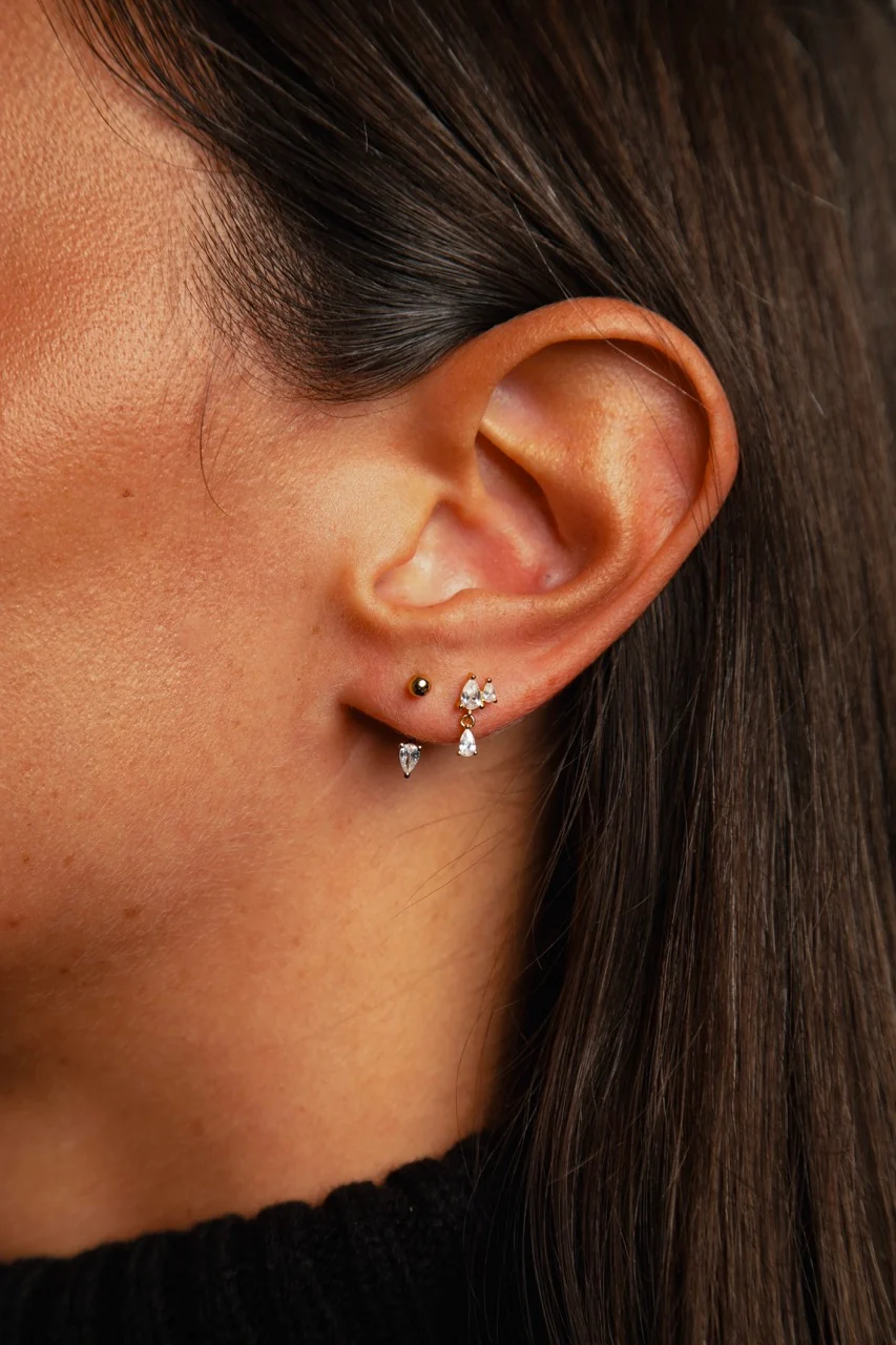 Marquise Drop Stud Earrings Silver - Image 5