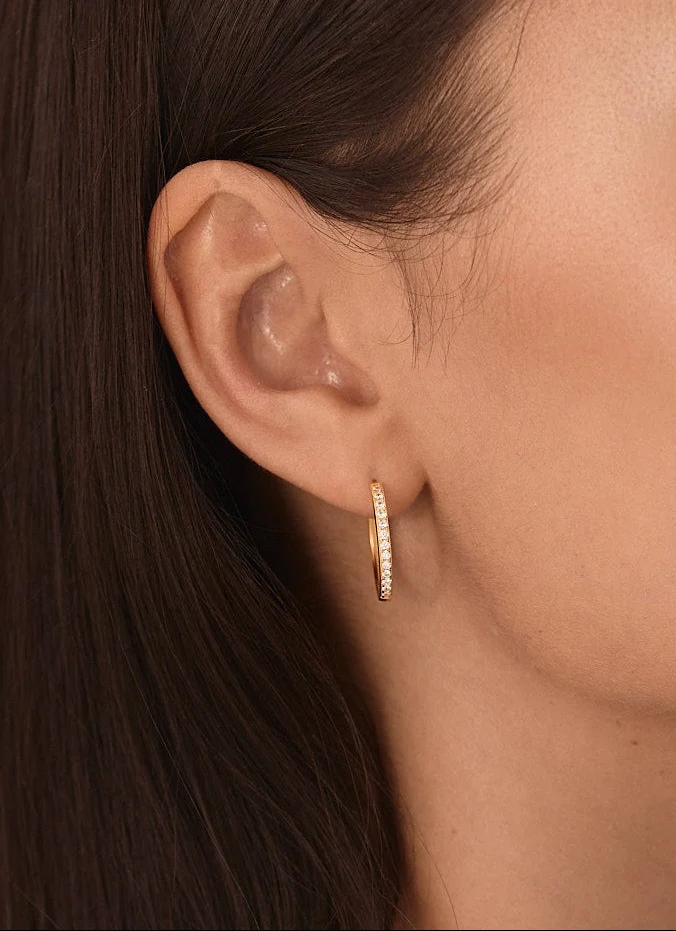 Medium Pave Hoops Gold - Image 4