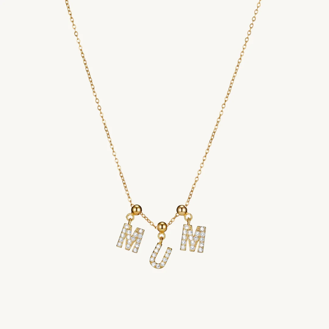 Mum Diamond Charm Necklace Gold - Image 2