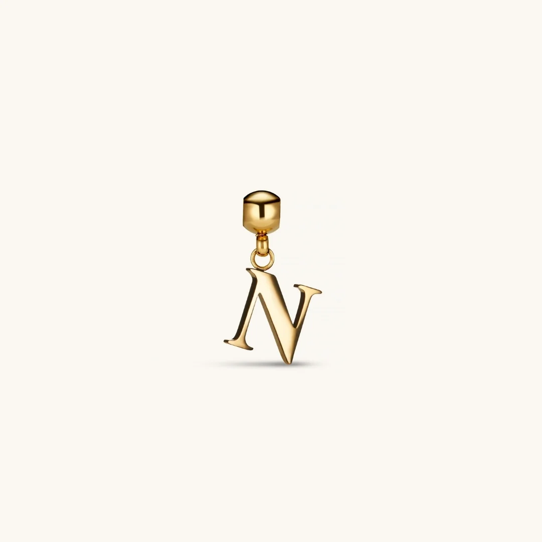 N Classic Initial Charm Gold