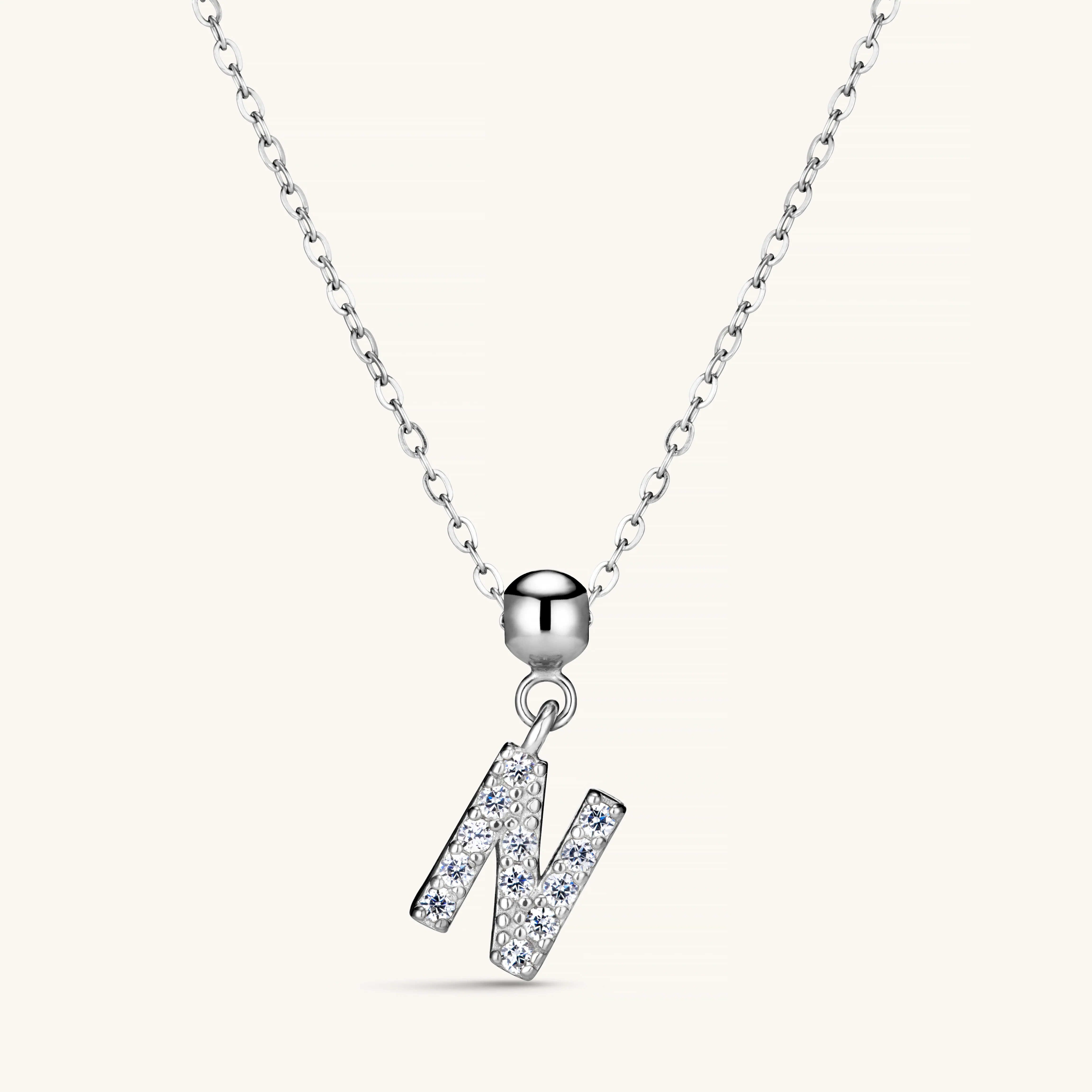 N Diamond Initial Charm Silver - Image 4