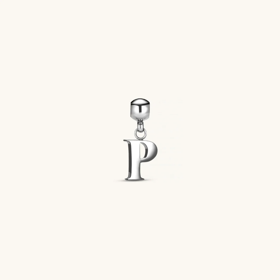 P Classic Initial Charm Silver