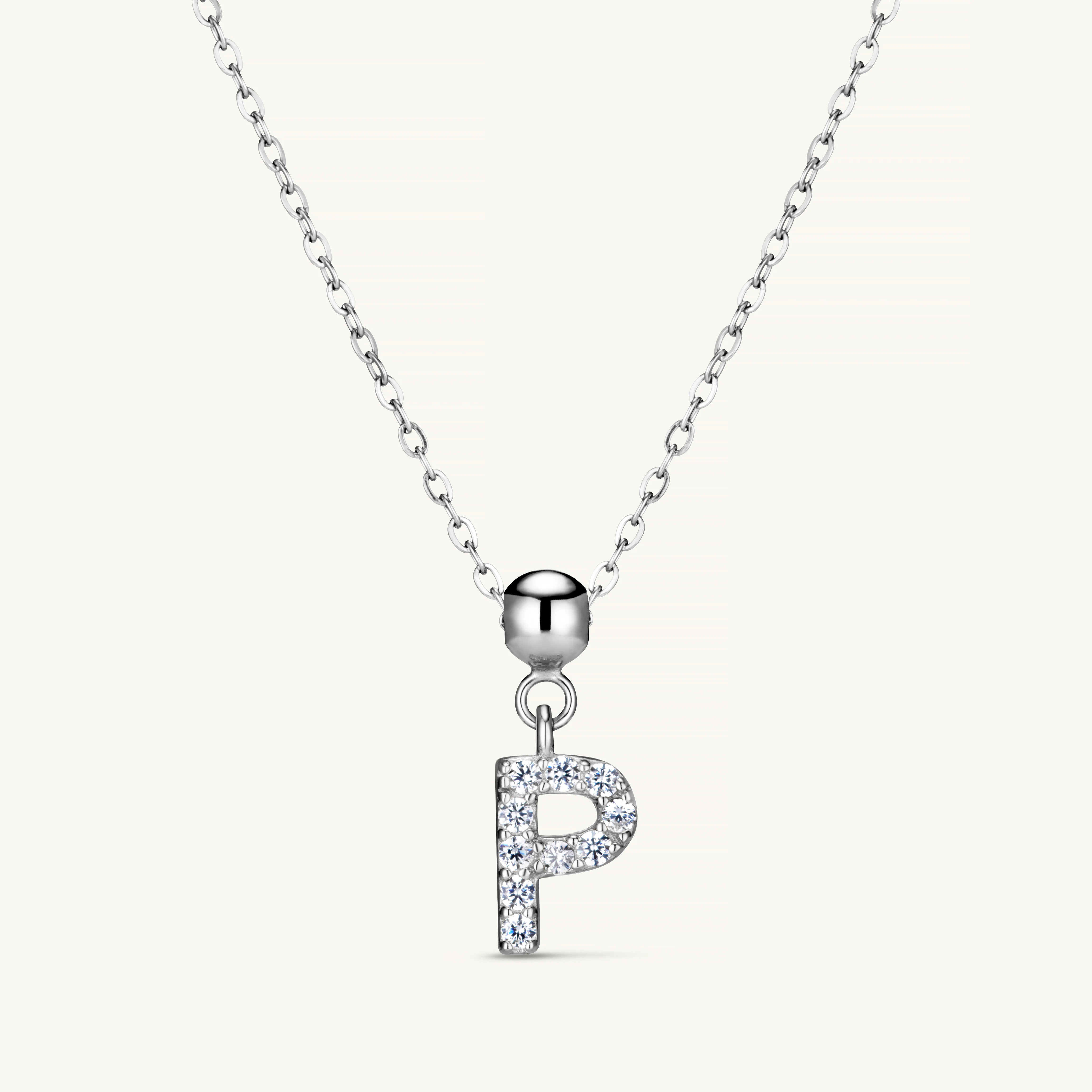 P Diamond Initial Charm Silver - Image 3
