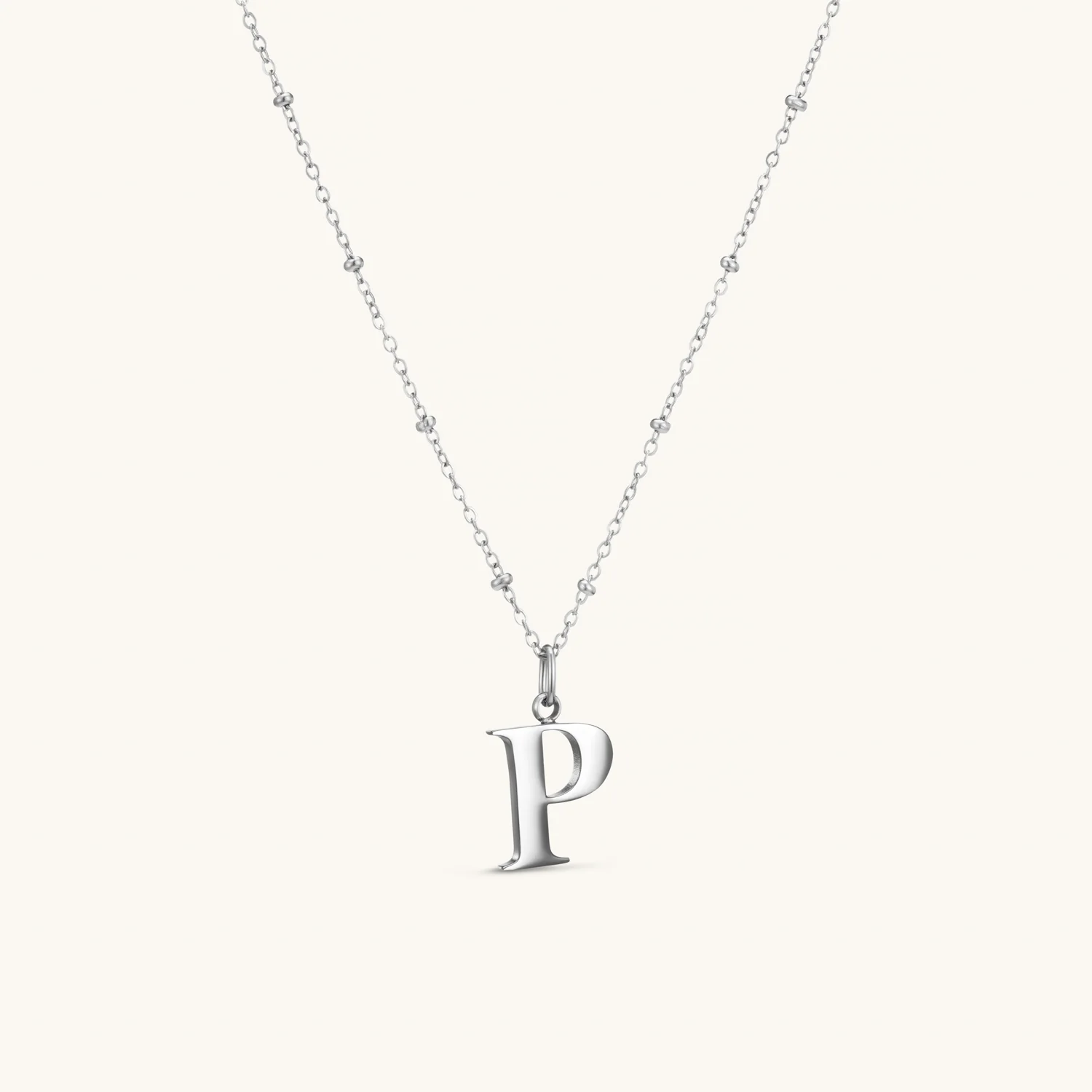 P Initial Necklace Silver