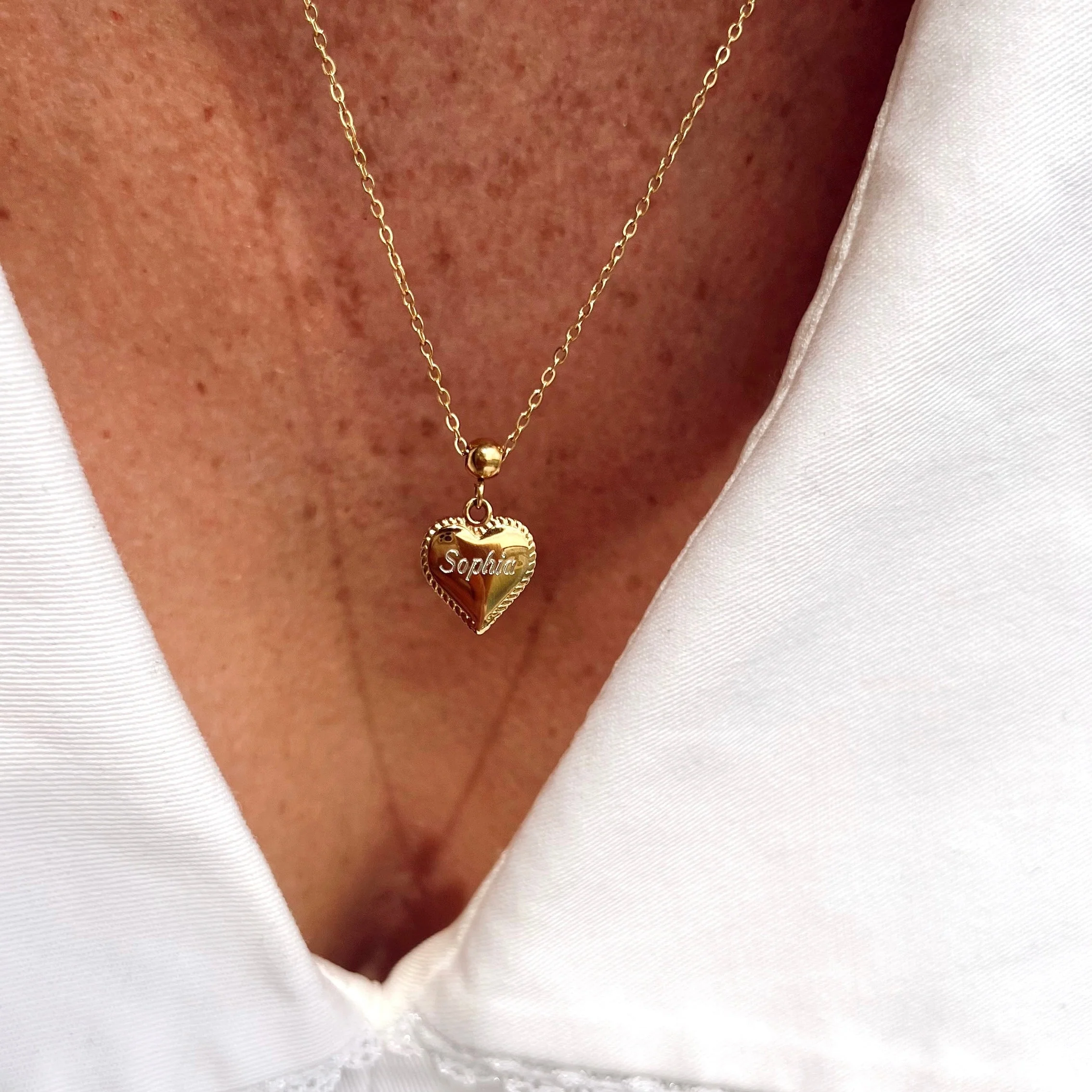 Passion Heart Charm Necklace & Diamond Trio Studs Gold - Image 5