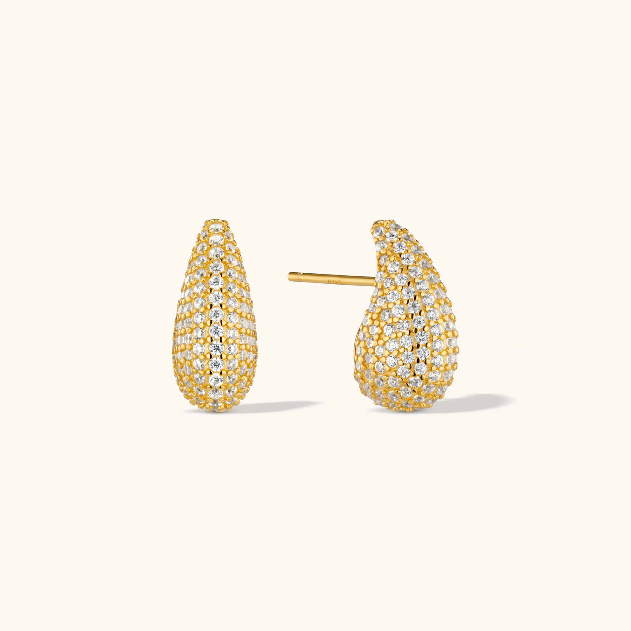 Pave Dome Earrings in Gold
