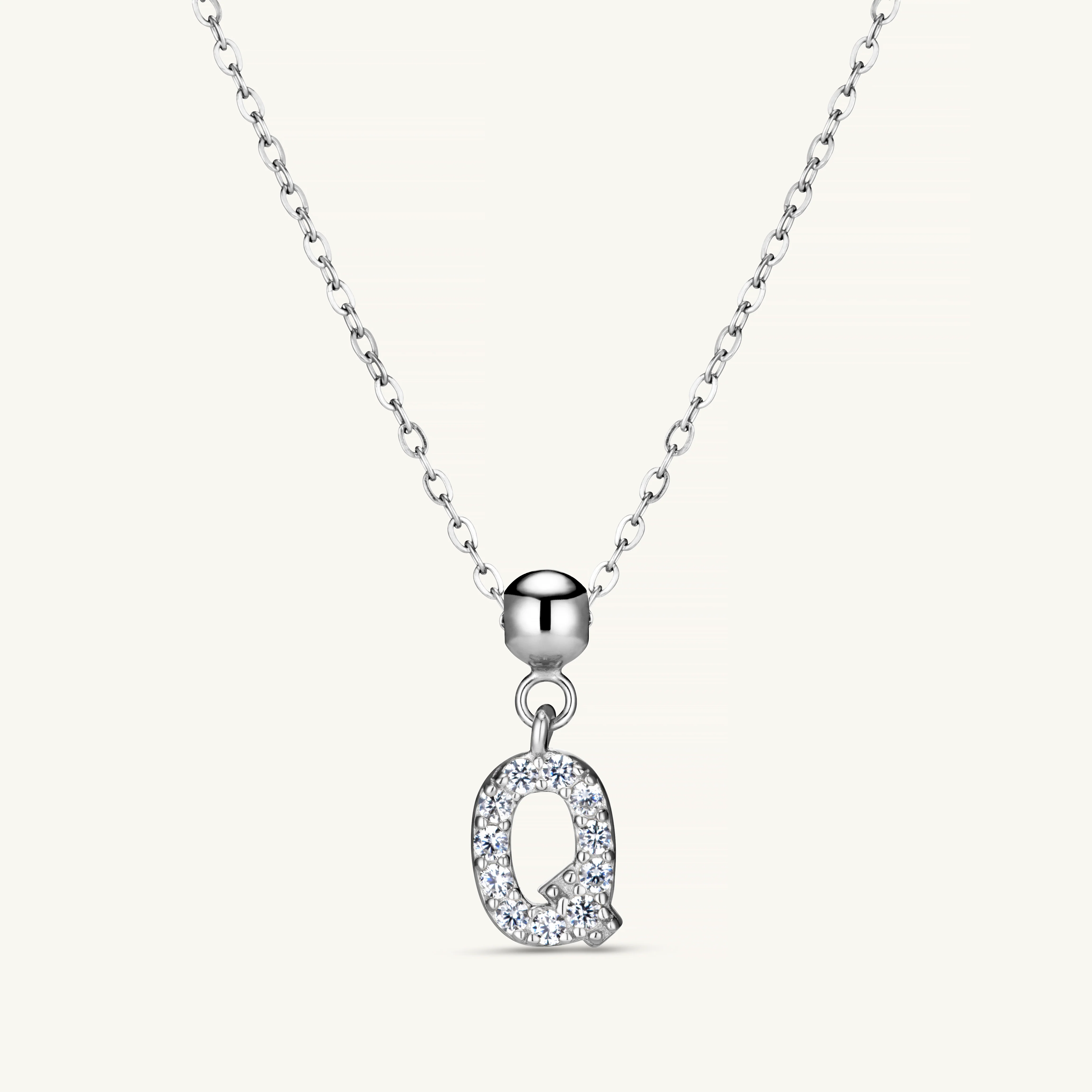 Q Diamond Initial Charm Silver - Image 4