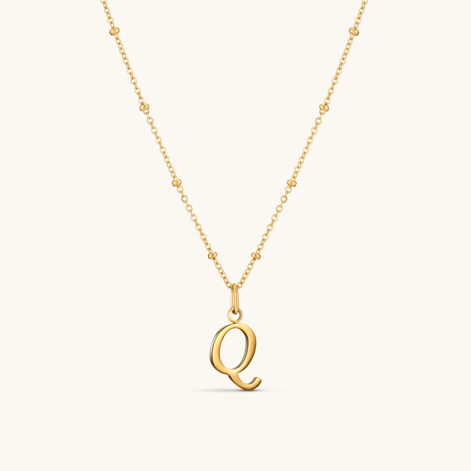 Q Script Initial Necklace Gold