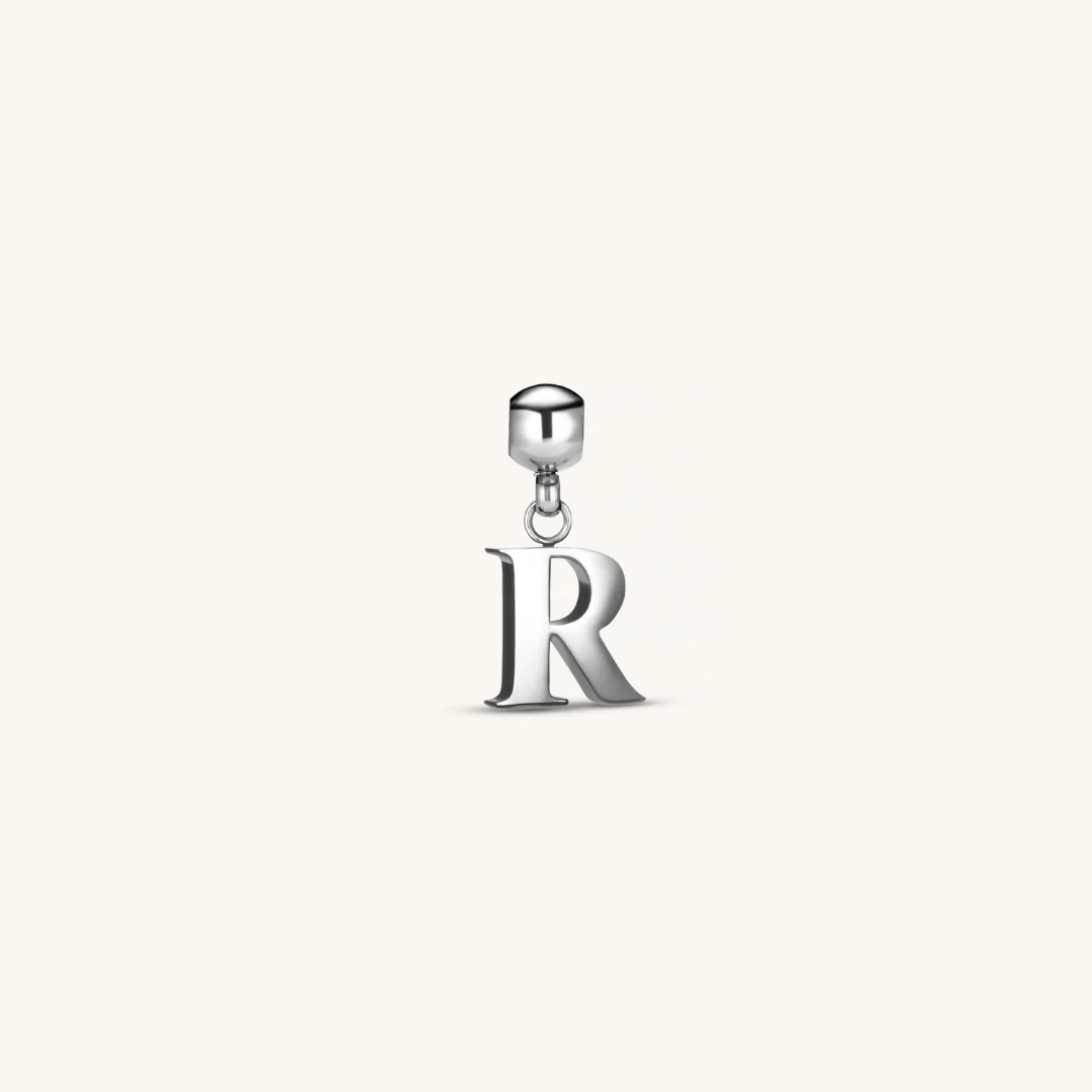 R Classic Initial Charm Silver