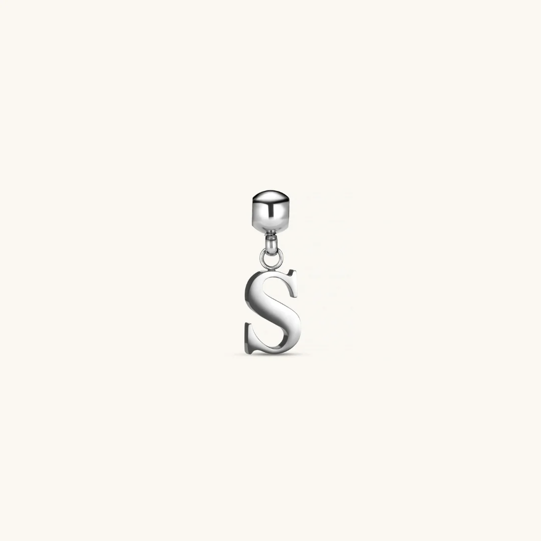 S Classic Initial Charm Silver