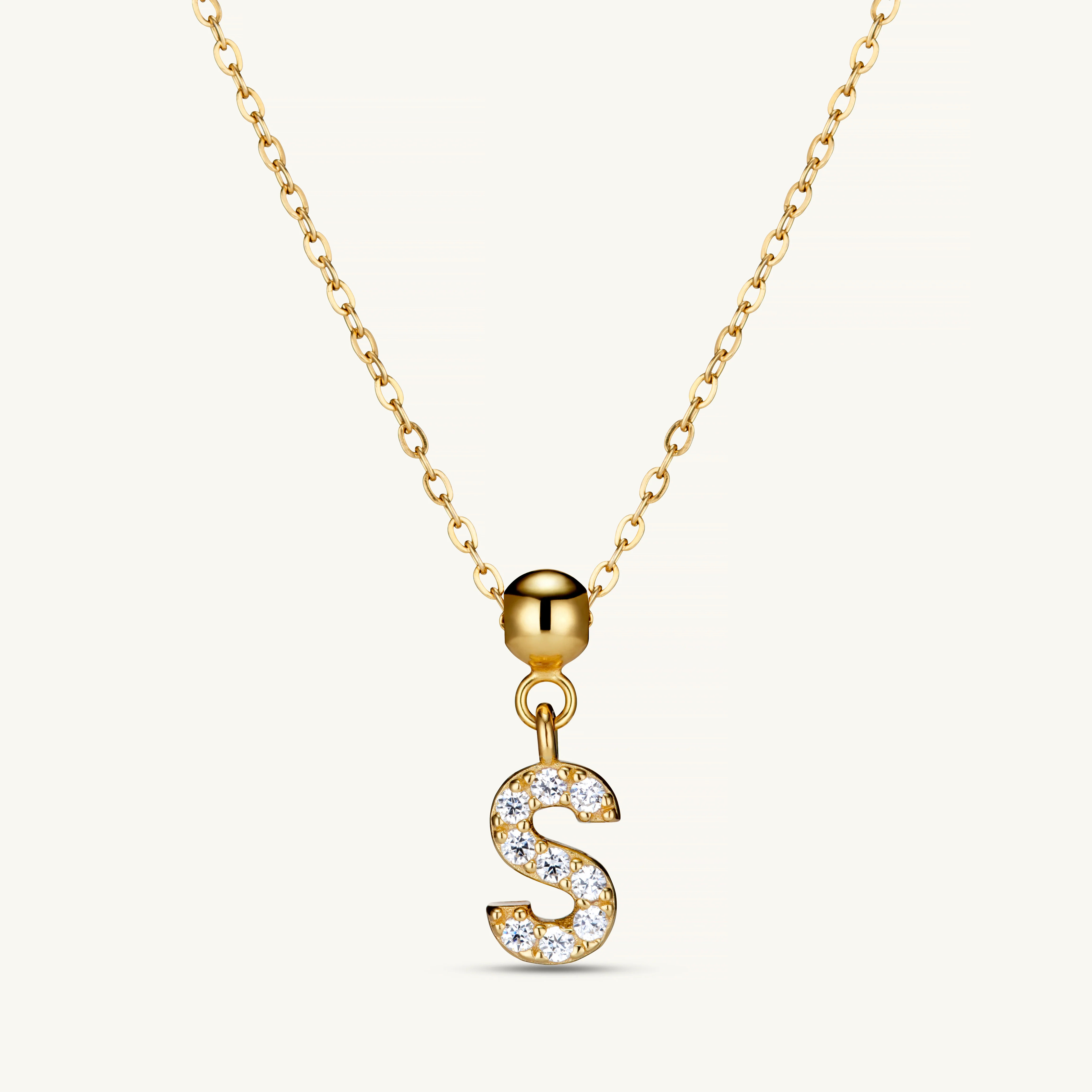 S Diamond Initial Charm Gold - Image 4