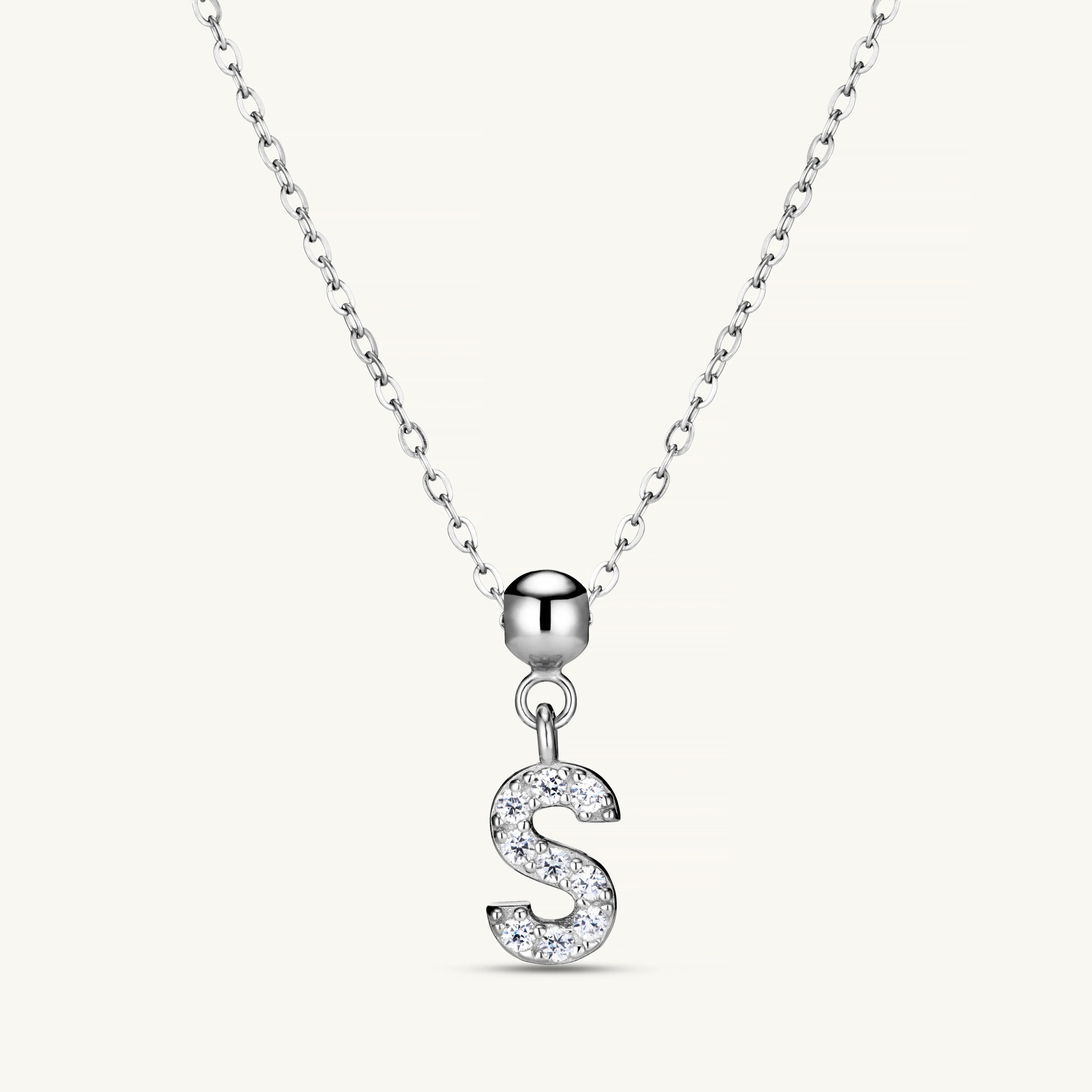 S Diamond Initial Charm Silver - Image 3