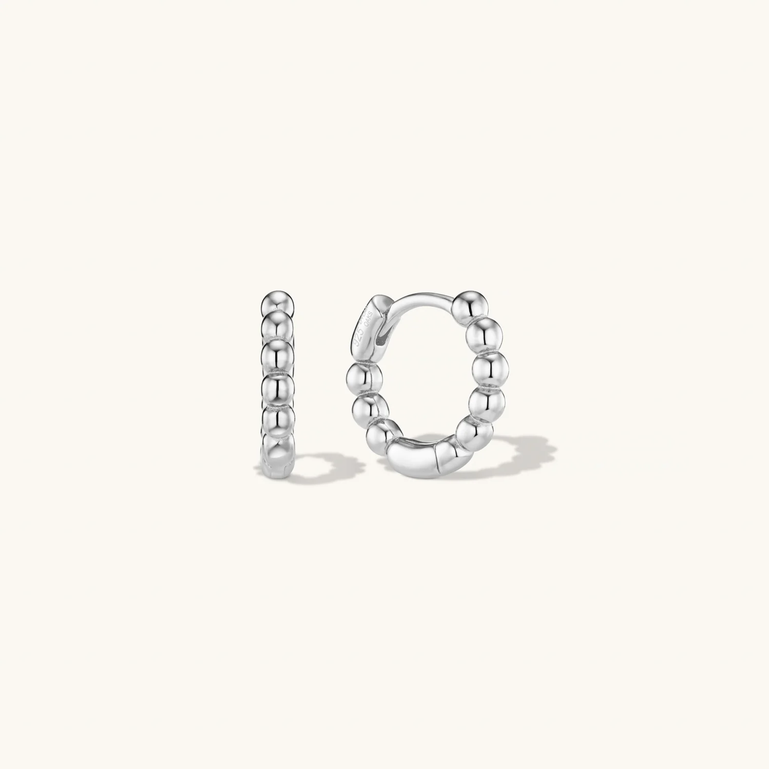 Beaded Huggies in Silver