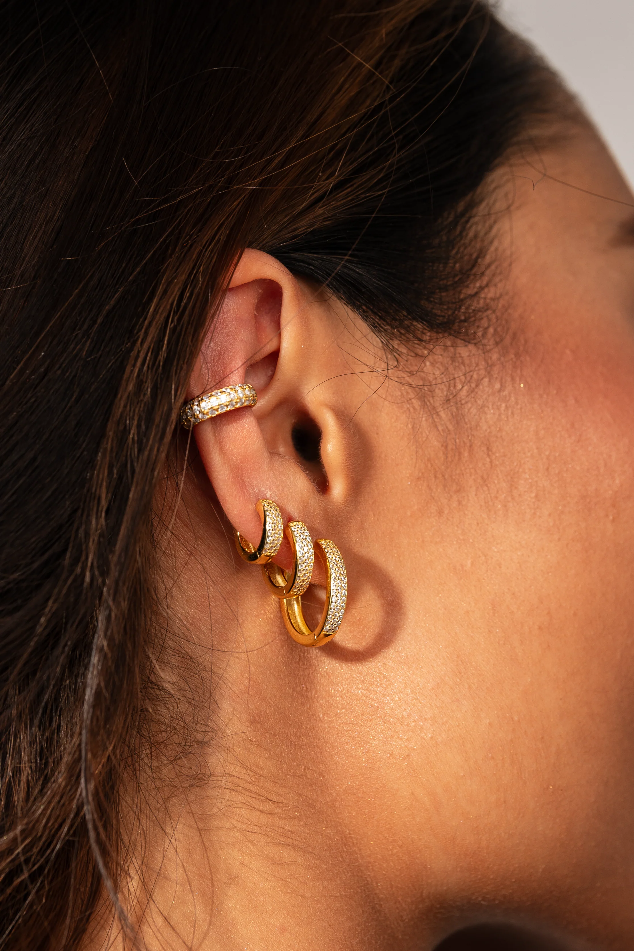 Bold Pave Huggies in Gold - Image 9