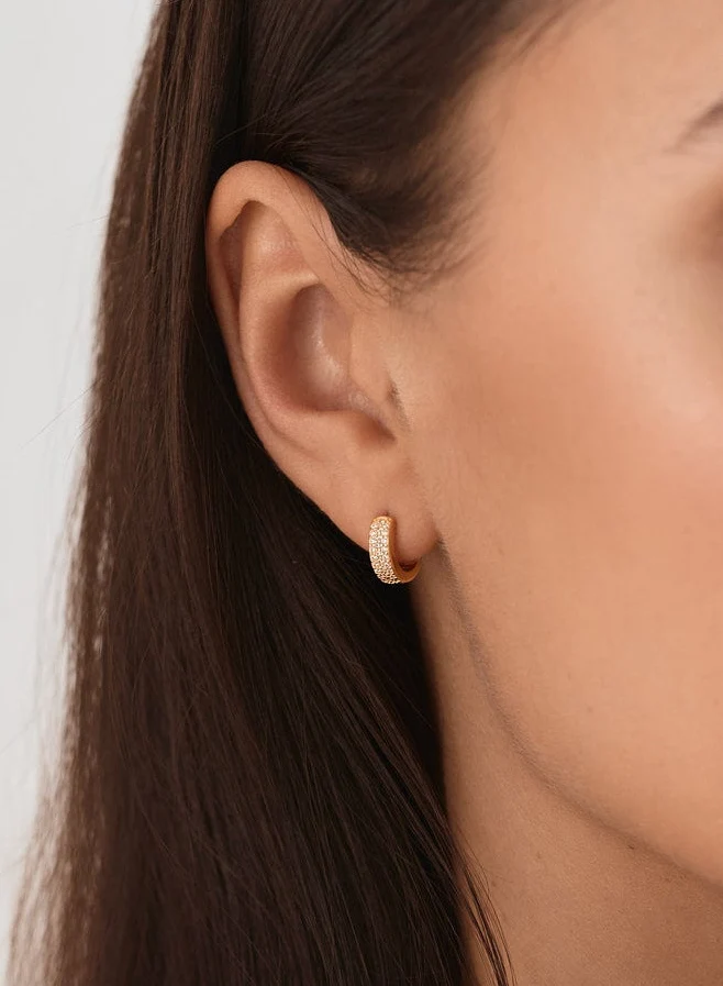 Bold Pave Huggies in Gold - Image 5