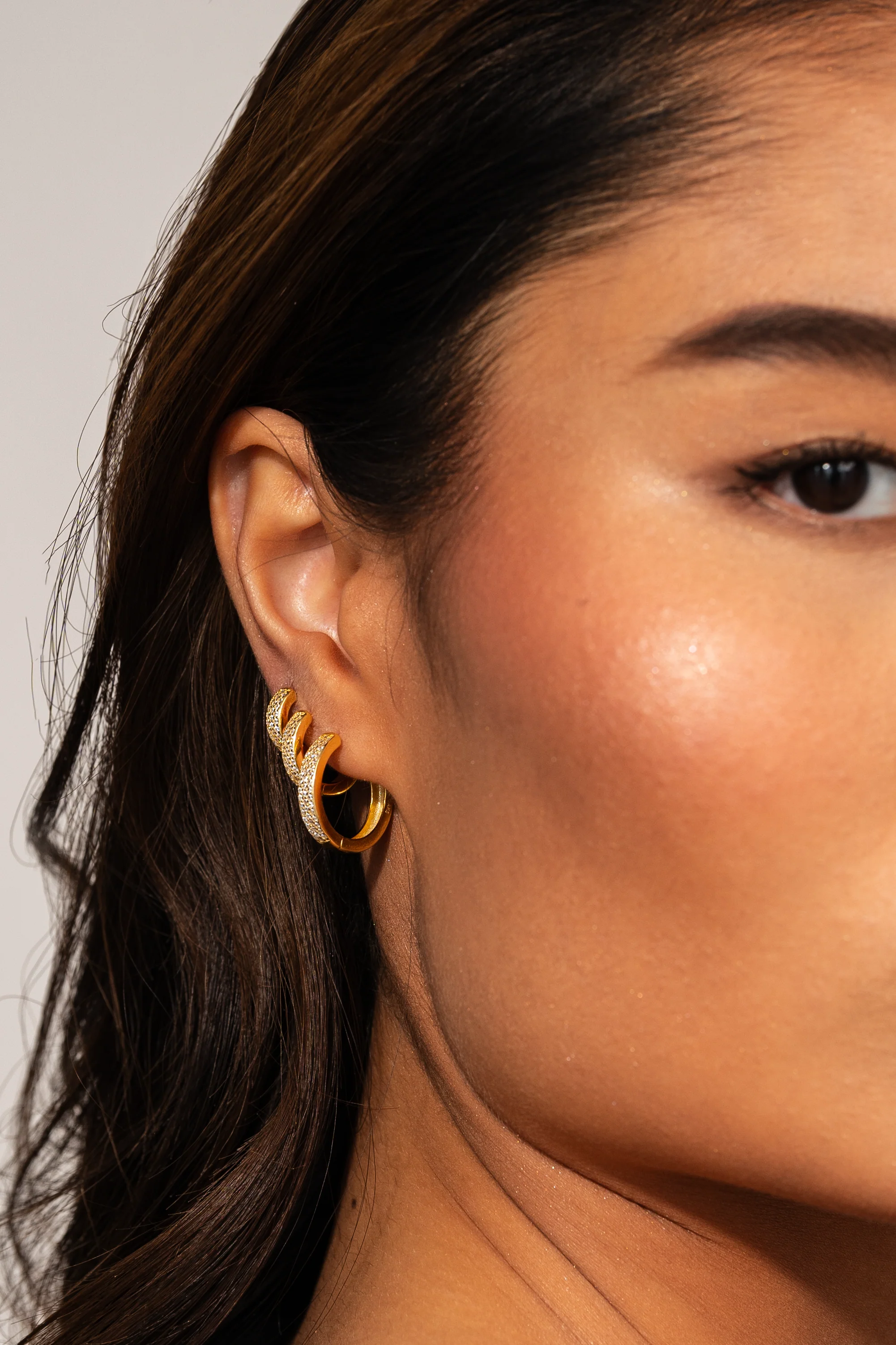 Bold Pave Huggies in Gold - Image 8