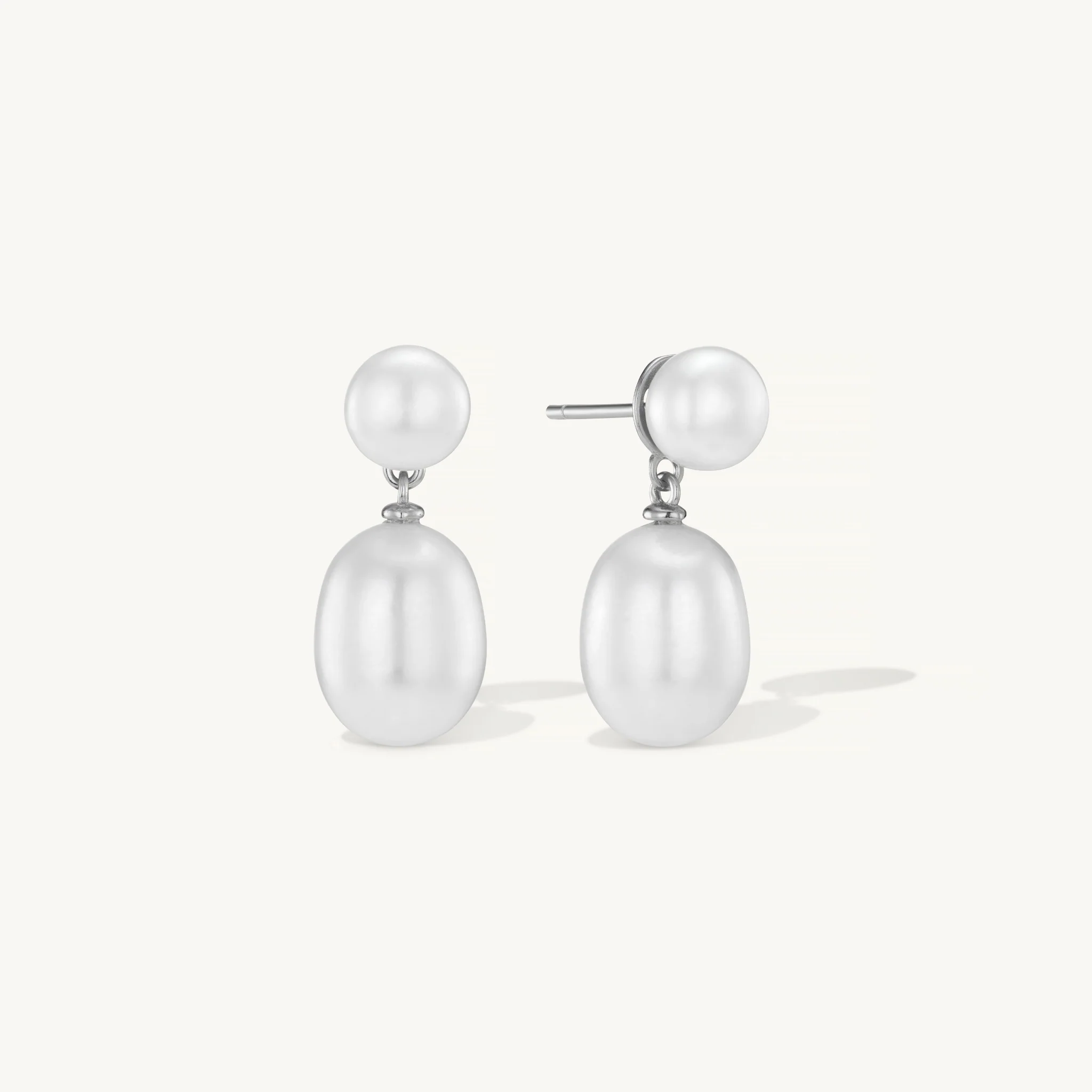 Soleil Pearl Earrings in Silver