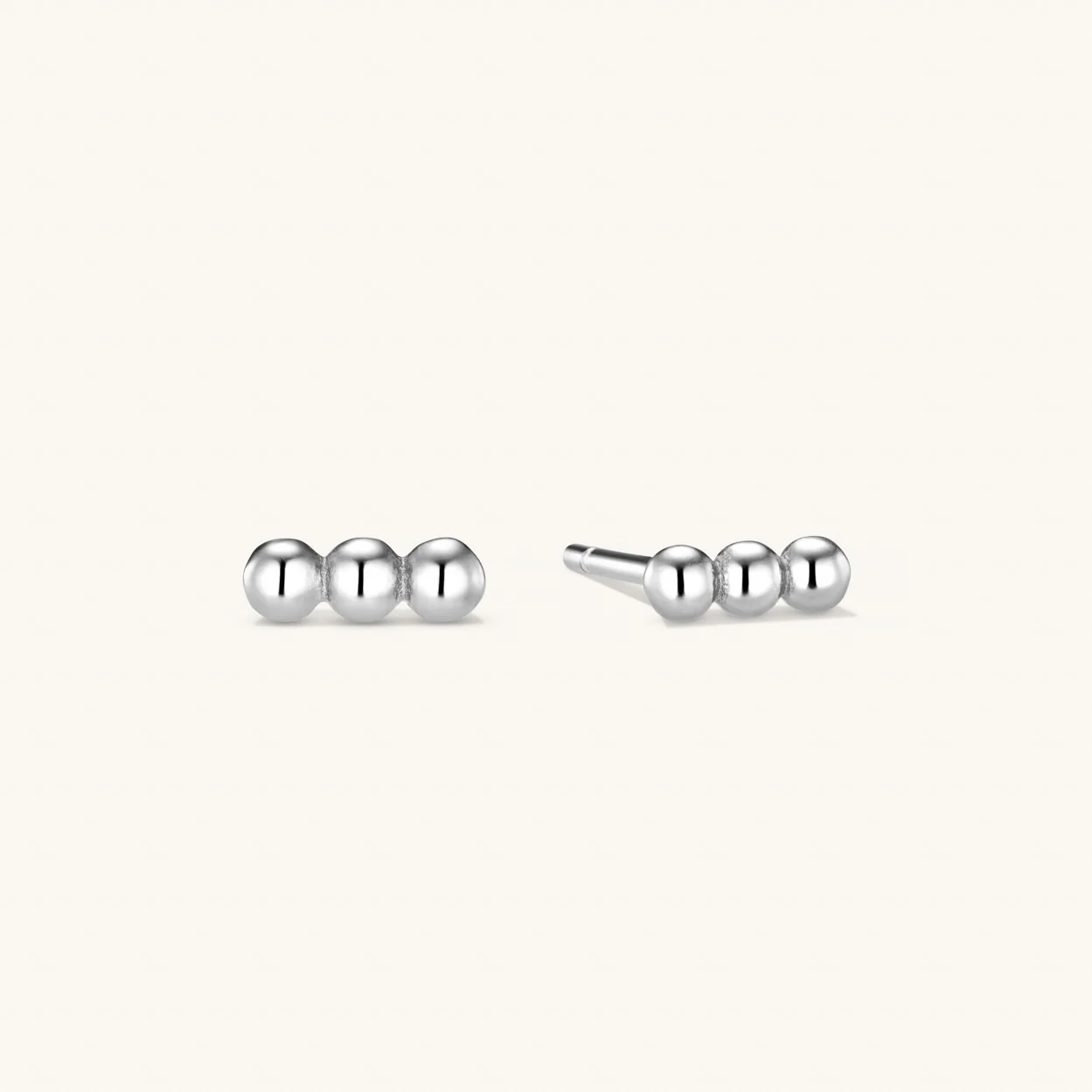 Sphere Bar Stud Earrings Silver