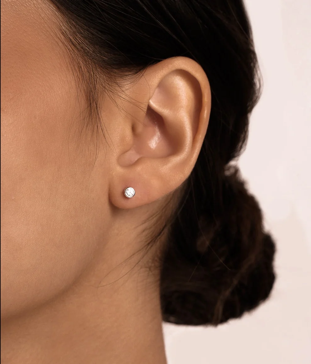 Sphere Pave Studs In Silver - Image 4