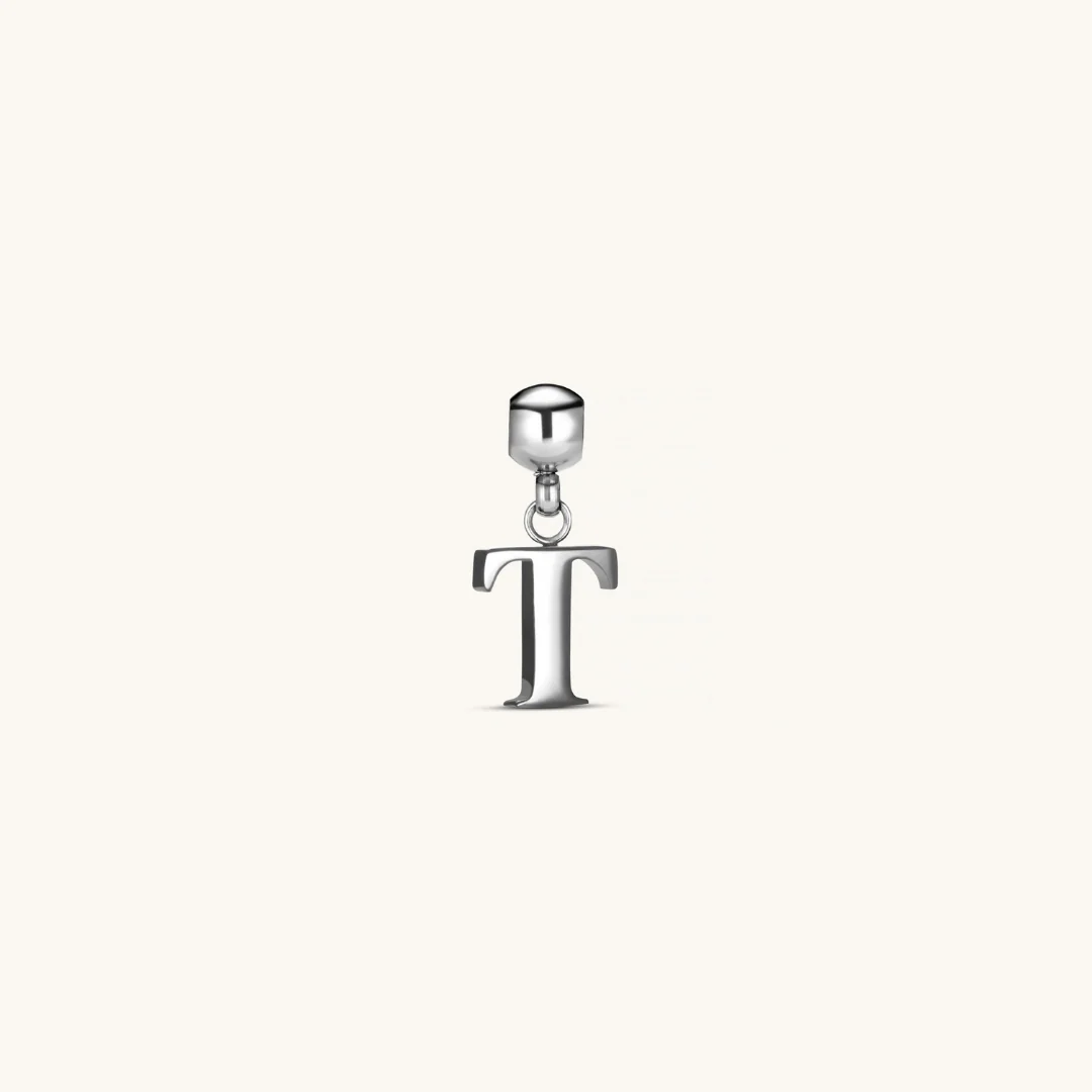 T Classic Initial Charm Silver