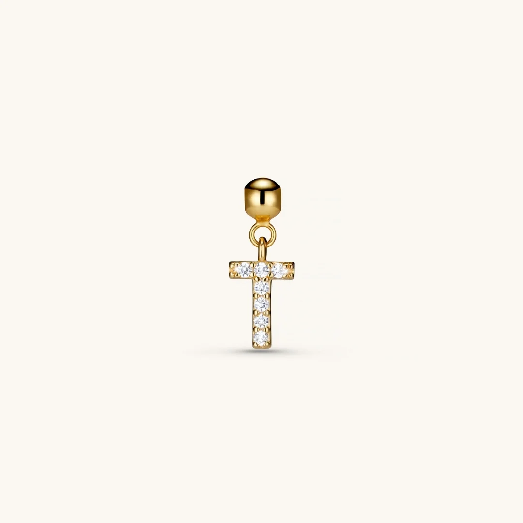 T Diamond Initial Charm Gold
