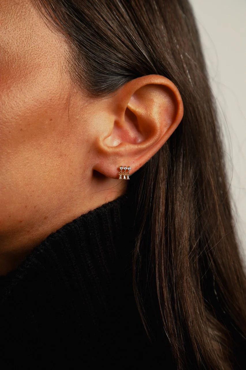 Tassel Crystal Earrings Silver - Image 4