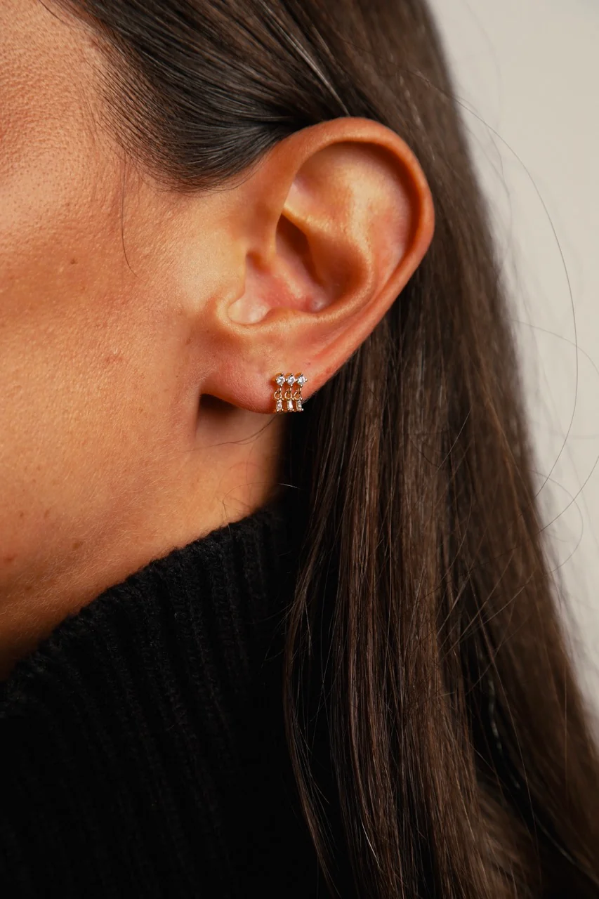 Tassel Crystal Earrings Silver - Image 5