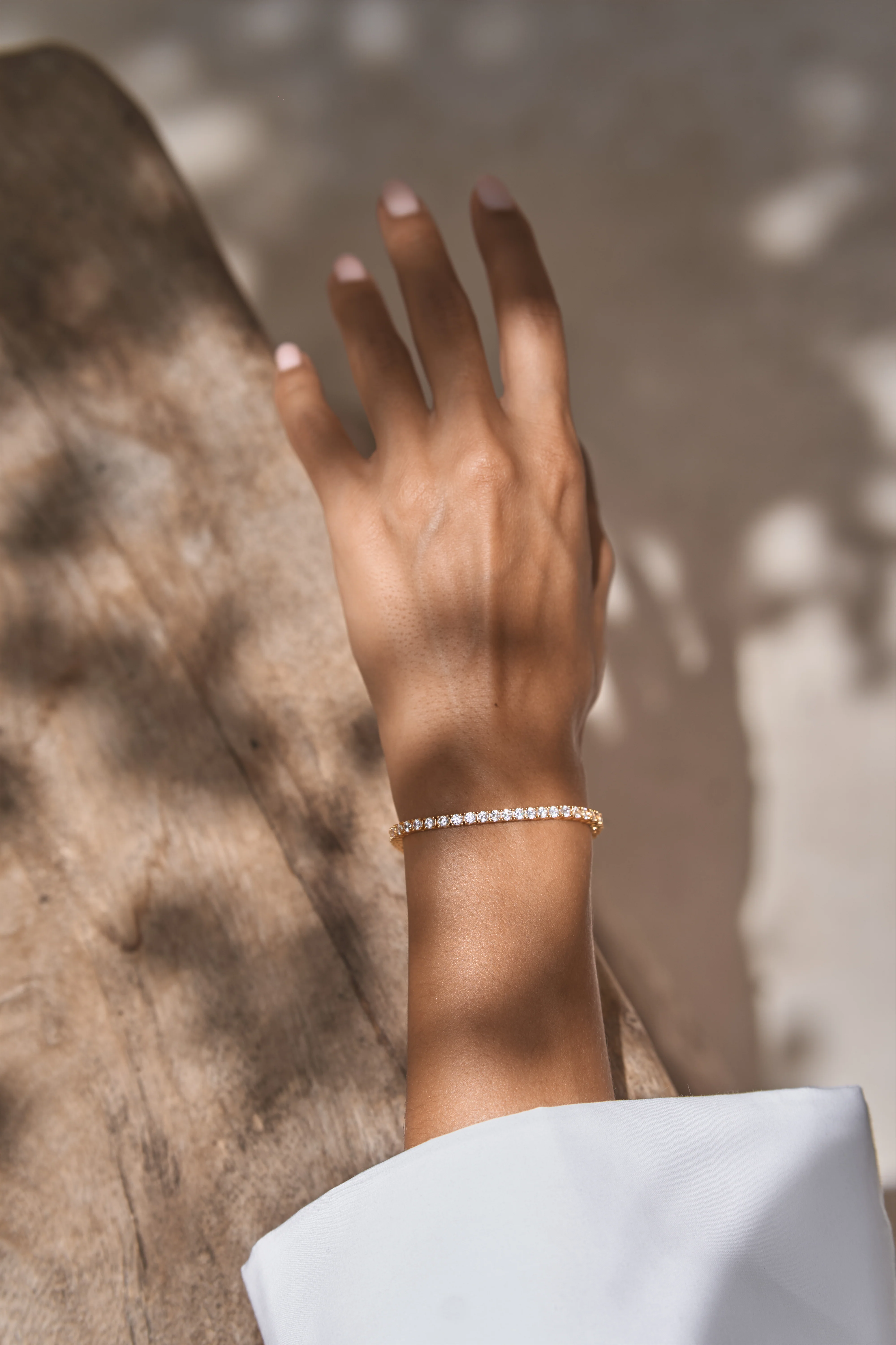 Tennis Chain Bracelet & Small Pave Hoops Set Silver - Image 5