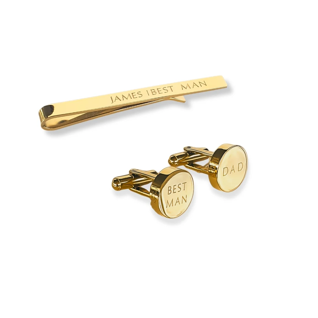 Tie Pin & Cufflinks Gift Set in Gold - Image 5