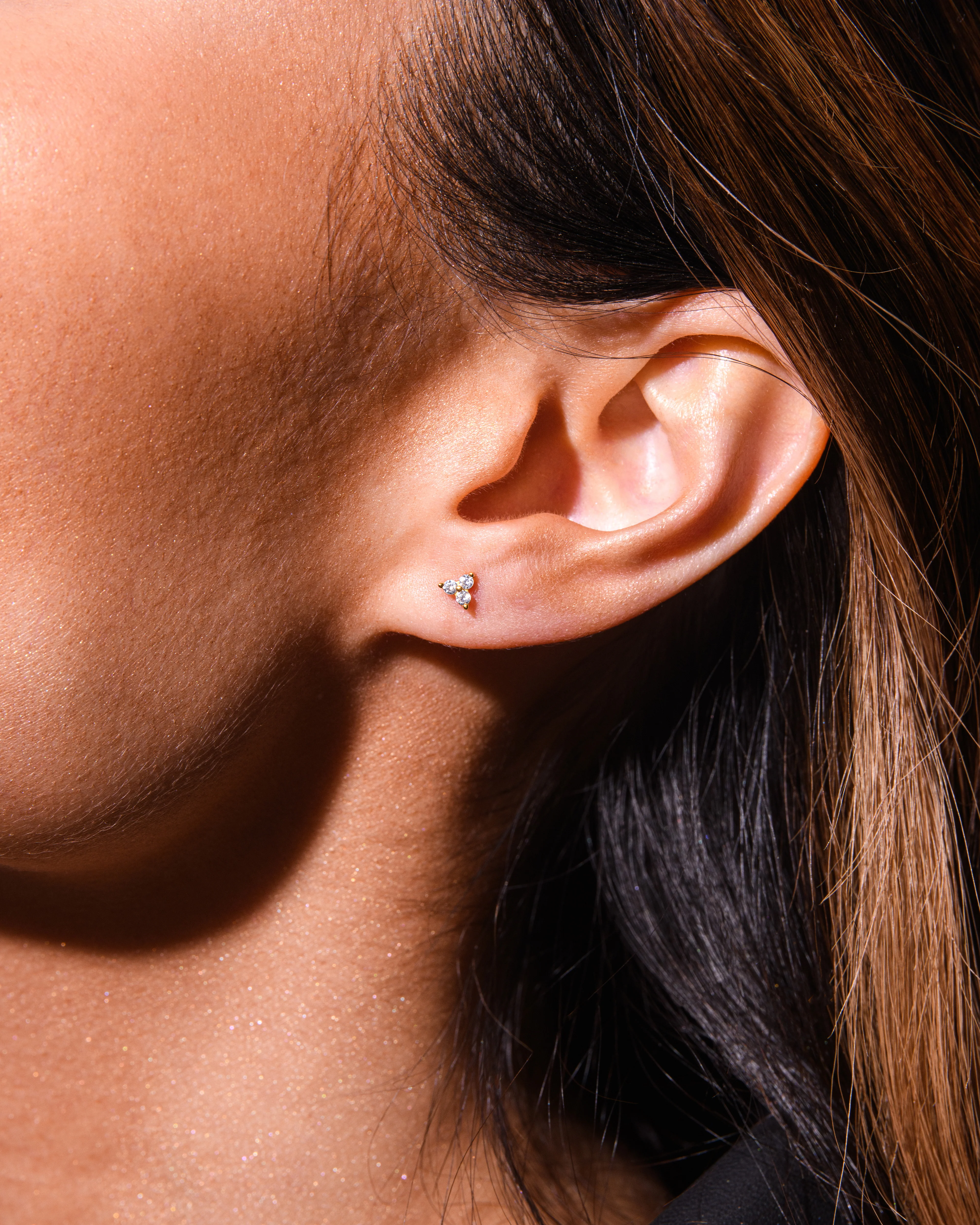 Trinity Stud Earrings Gold - Image 3